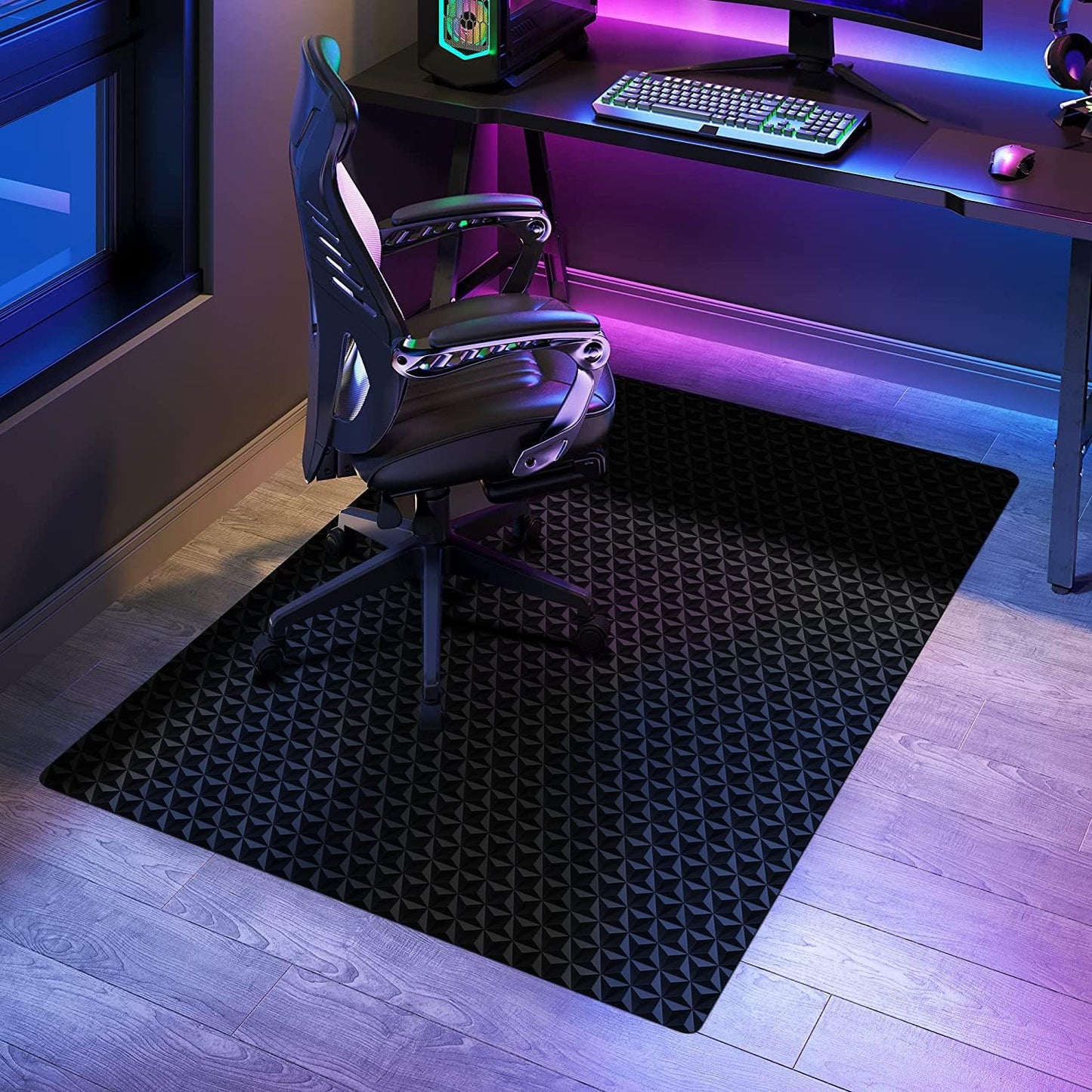 SALLOUS Chair Mat for Hard Floor, 60" x 36" Gaming Chair Mat for Hard Surface, Rolling Chair Floor Mat for Home Office - Not for Carpet (Black)