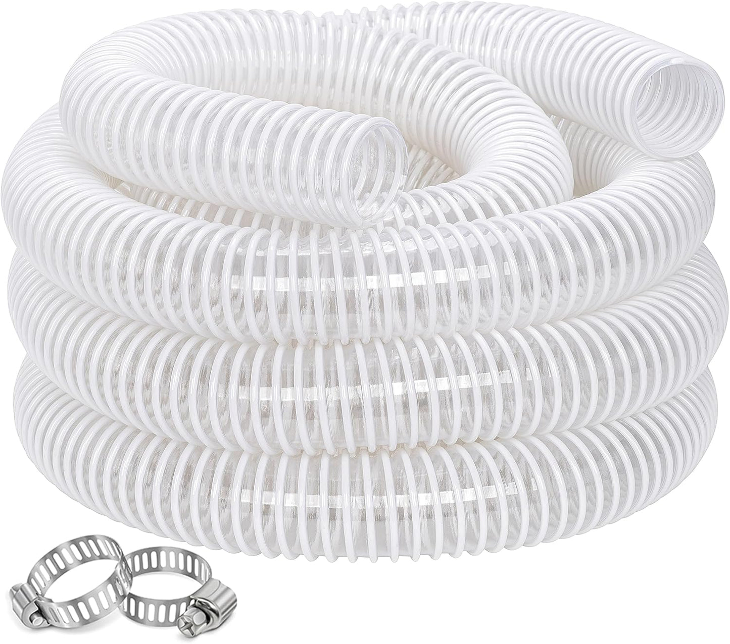 Dust Collection Hose 2 in × 5 ft Heavy Duty Clear Flexible PVC Reinforced Thicken Helix Suction Discharge Corrugated Pipe Tubing Hose for Fume Dust Collector Fitting Wood Chip Saw