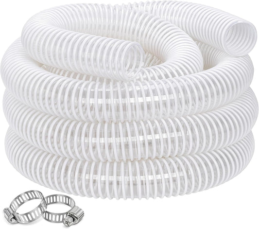 Dust Collection Hose 2 in × 10 ft Heavy Duty Clear Flexible PVC Reinforced Thicken Helix Suction Discharge Corrugated Pipe Hose for Fume Dust Collector Fitting Wood Chip Saw