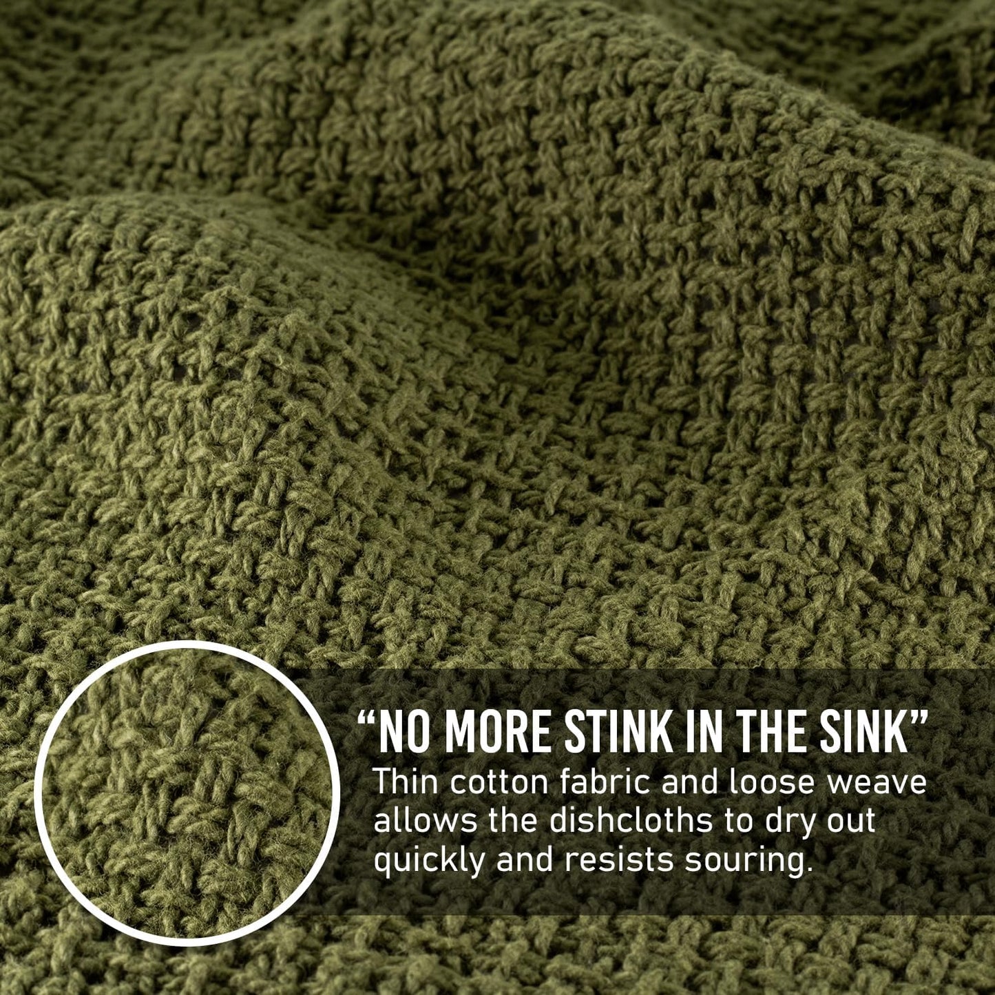 Old Fashion 100% Cotton Dishcloths - Set of 4 Mixed Colors - 2 Sage/2 Natural -11" x 11"