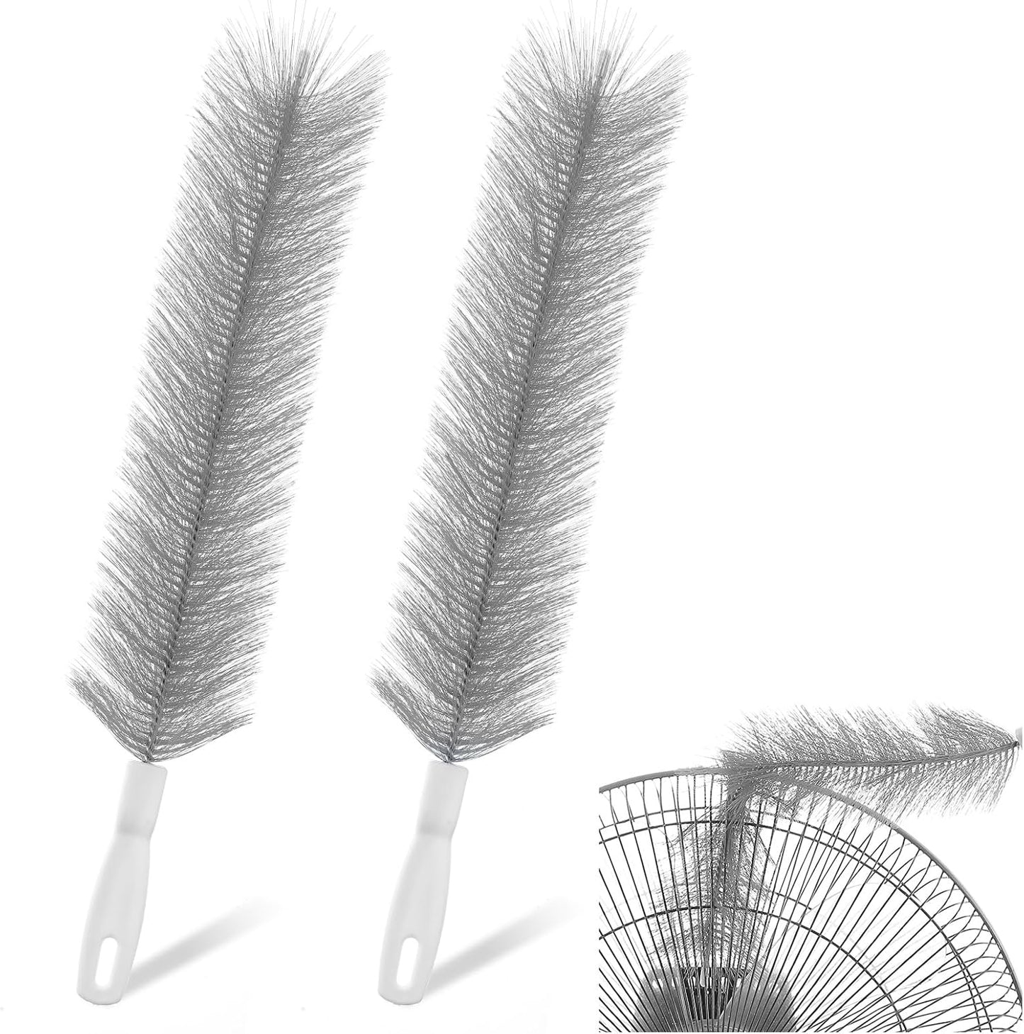 2 Pcs Fan Cleaner Brushes, Bendable Fan Cleaning Brush Cobweb Duster Set Microfiber Head Washable Brush for Ceiling Fan Air Vents Curtains Cars Box Fan(Grey)