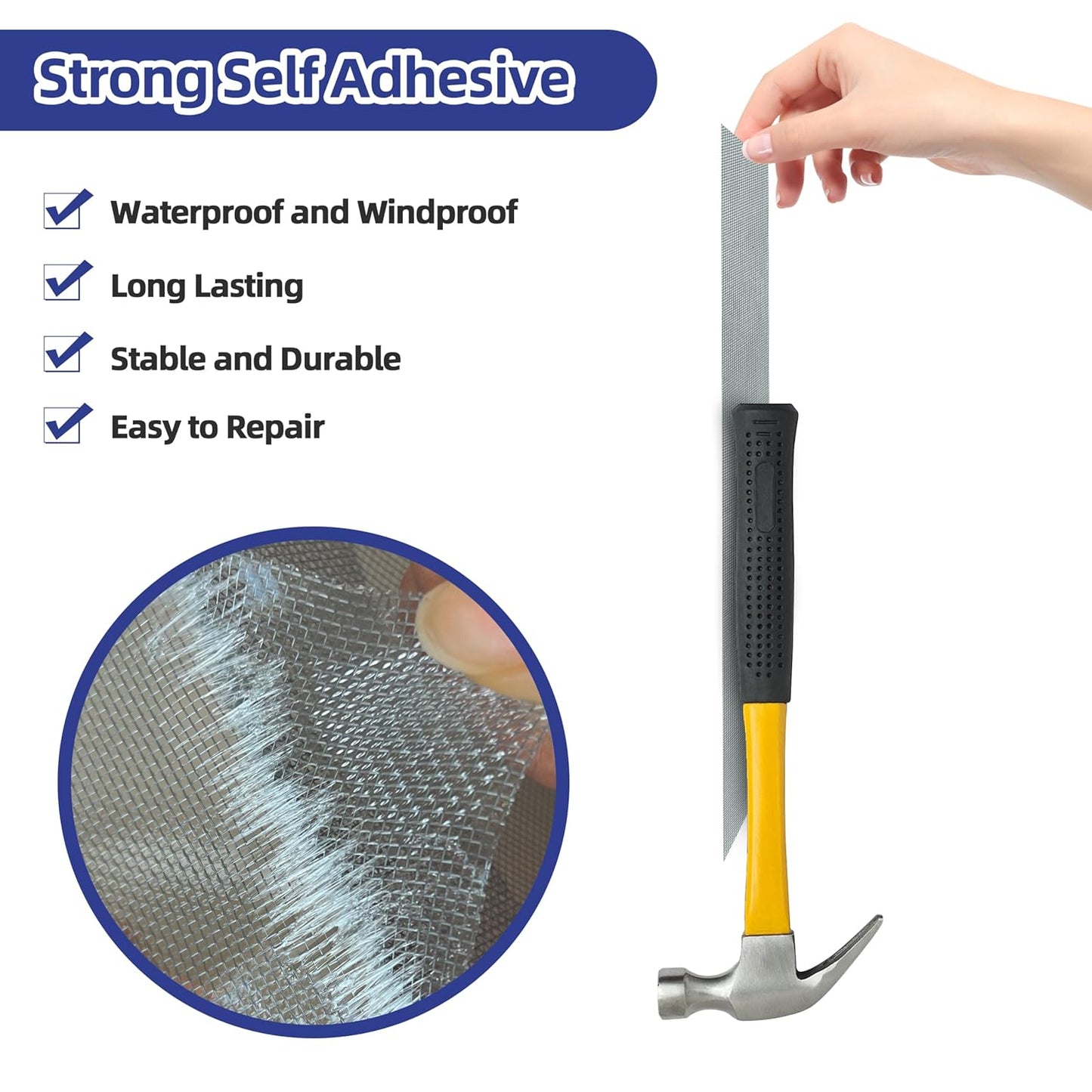 KING MOUNTAIN Grey Window Screen Repair Tape,3inX10FT Heavy Duty Screen Repair Kit for Window Screen and Screen Door,Strong Adhesive & Waterproof Window Screen Patch