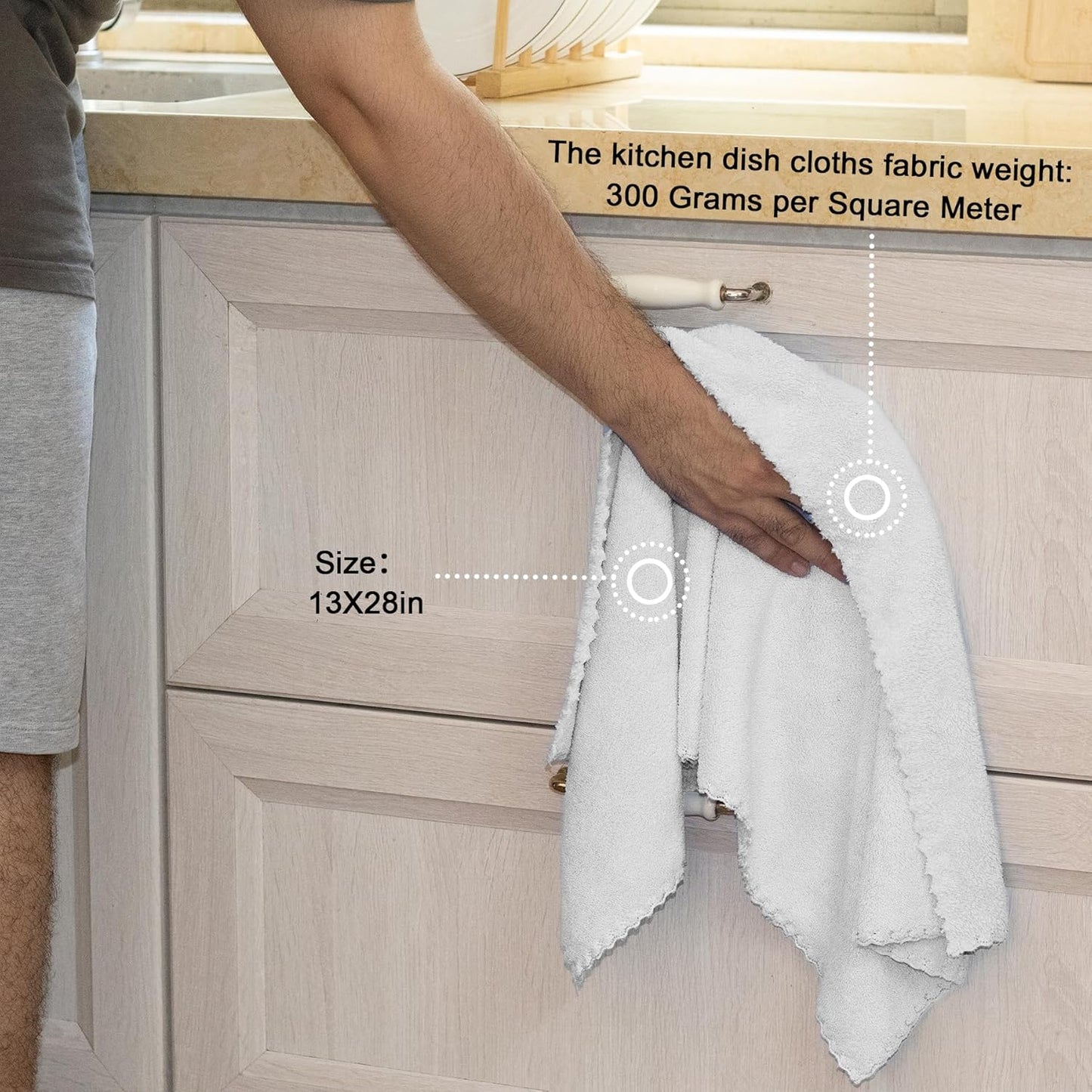 kimteny Kitchen Cloth Dish Towels, 13x28 Inches Premium Dishcloths, Super Absorbent Coral Velvet Microfiber Cleaning Cloths, Fast Drying Rags for Washing Dishes (13x28-8 Pack, White)