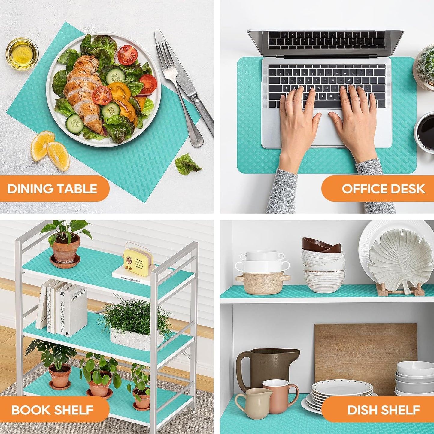 Shelf Liners for Kitchen Cabinets, Waterproof and Oil-Proof Kitchen Cupboard Liner, Refrigerator Liners and Plastic Drawer Mats EVA Non Adhesive Shelves, Fridge Blue 11.8 x 393.7 Inches