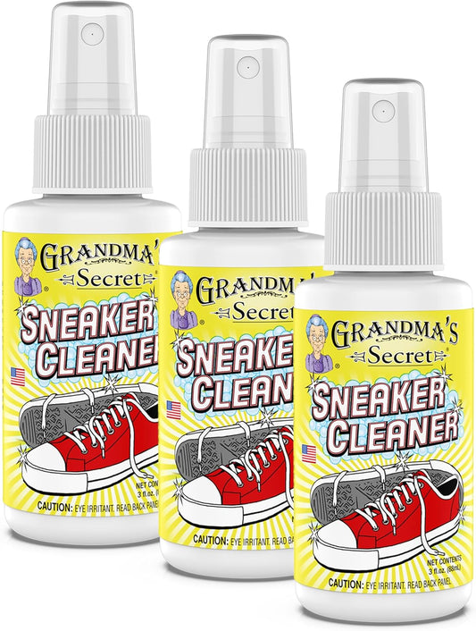 Grandma's Secret Sneaker Cleaner - Shoe Cleaner for Rubber, Canvas and Leather, Stain Remover Spray Removes Dirt, Grime and Grass, Sneaker Cleaner for Outdoor Shoes, Slippers and Moccasins, 3oz 3 Pack