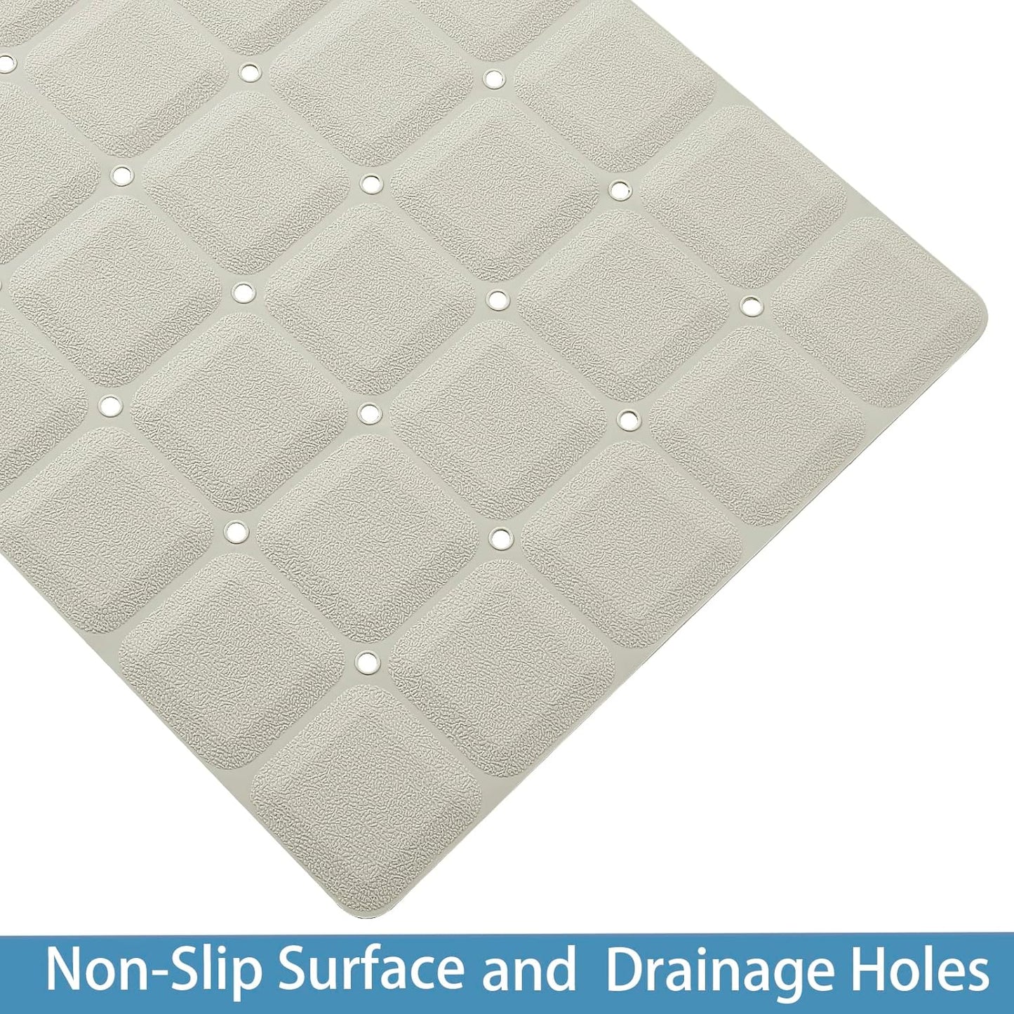Foldable Silicone Bathtub Mat: Jumbo Size Heavy Duty Safety Bath Mat for Tub Without Suction Cups Non Slip Bath & Shower Mat for Textured, Reglazed, Refinished Tub (Beige, 35.8 x 17.7)