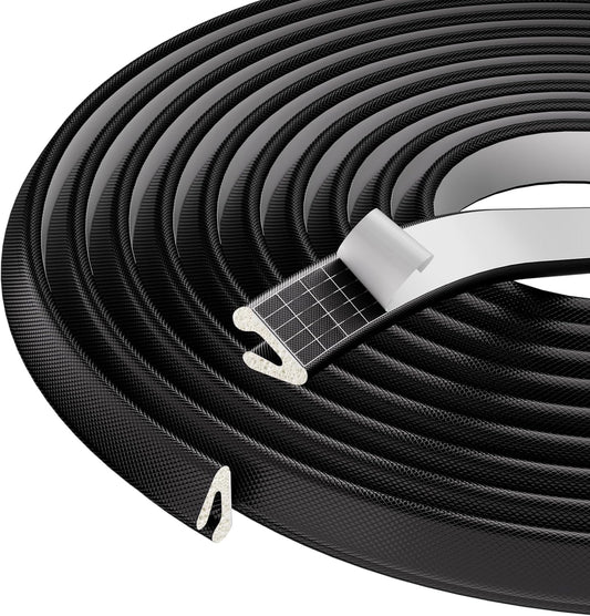 V Shape Foam Weather Stripping Door Frame Seal Strip 33FT Black, Draft Stopper, Insulation Winter, Weatherstripping, Gap Sealing, Soundproofing, Self-Adhesive Used for Exterior Front Door Side
