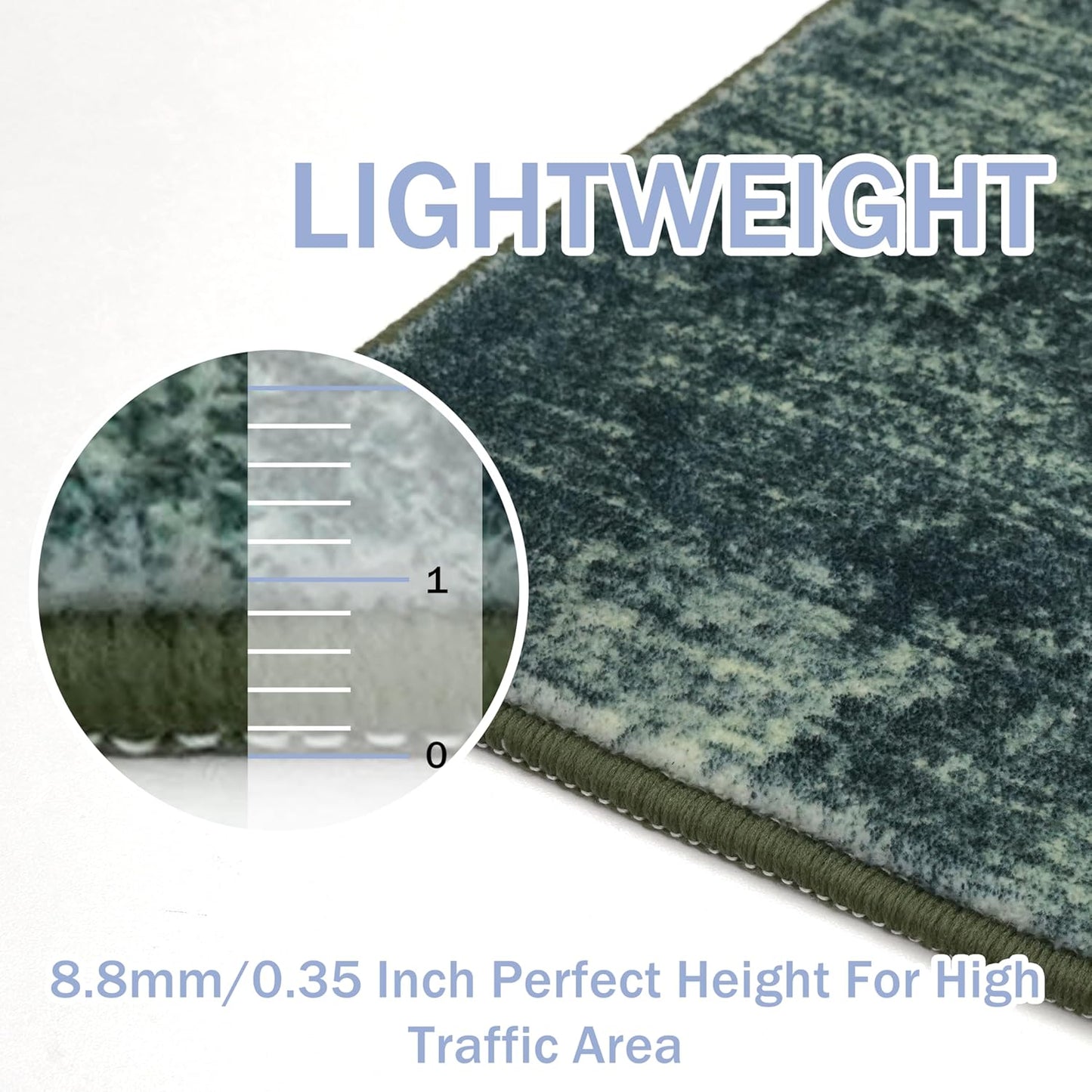 IOHOUZE Abstract Runner Rug 2x5 Ft Washable Runners for Hallways, Non Slip Kitchen Runner Printed Faux Wool Entryway Runner Indoor, Modern Abstract Floor Carpet for Hall Kitchen Bedroom, Dark Green