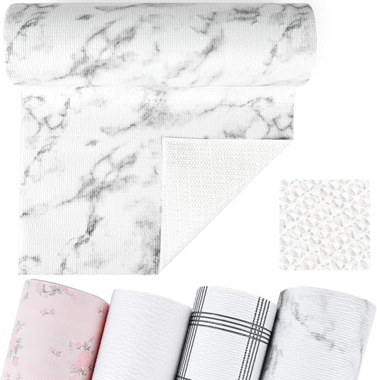 Non-Adhesive Shelf and Drawer Liner for Kitchen Cabinets, 12 in x 10FT Strong Non-Slip Cabinet Liners for Shelves, Refrigerator, Pantry Storage, Bathroom Closet, Easy to Clean, Marble