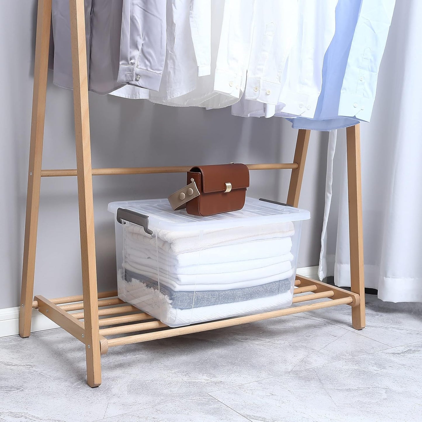 Citylife 44.4 QT Plastic Storage Bins with Latching Lids Stackable Storage Containers for Organizing Large Clear Storage Box for Garage, Closet, Kitchen, 4 Packs