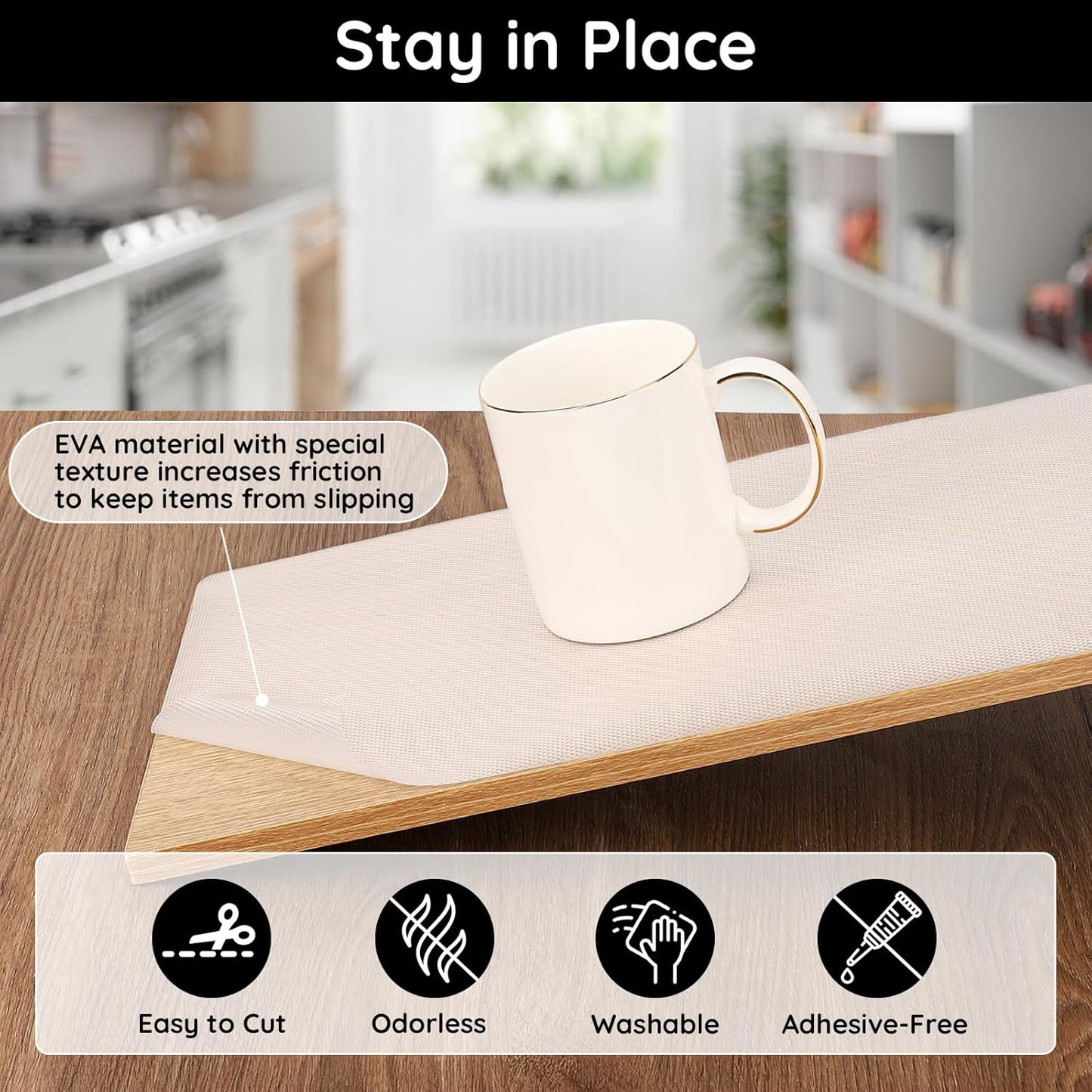 Kitchen Cabinet Liner, 11.8" W x 39" L x 0.02" T, Drawer Liners for Dresser, Non-Adhesive & Non Slip for Home and Kitchen Shelf, Drawer, Cabinet, Refrigerator, Dresser, Cupboard, RV (Argyle)