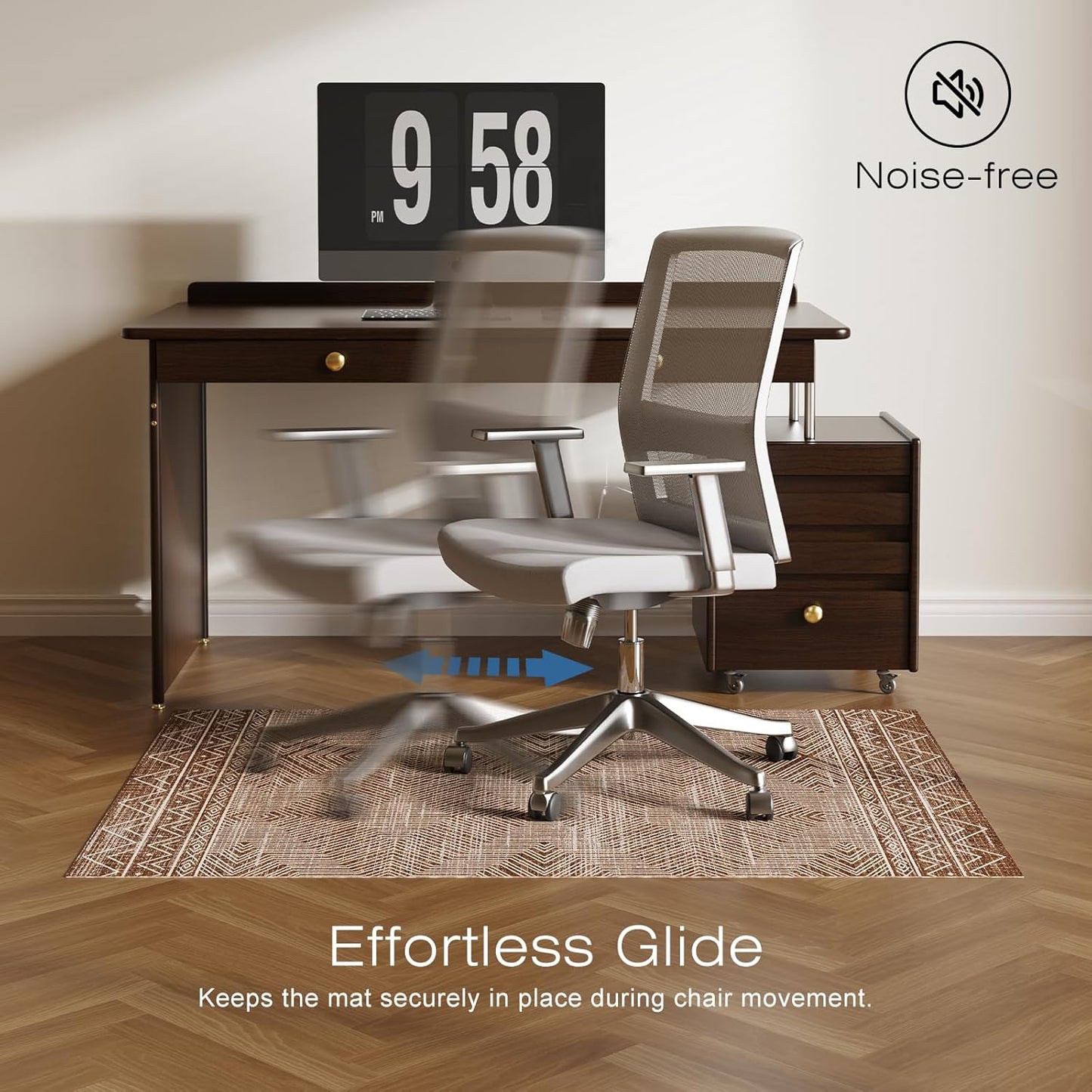 Office Chair Mat for Hardwood & Tile Floor, 40" x 55" Desk Chair Mat for Rolling Chairs, Anti-Slip Under Desk Rug Floor Protector for Home Office, Washable Area Rug for Living Room, Brown