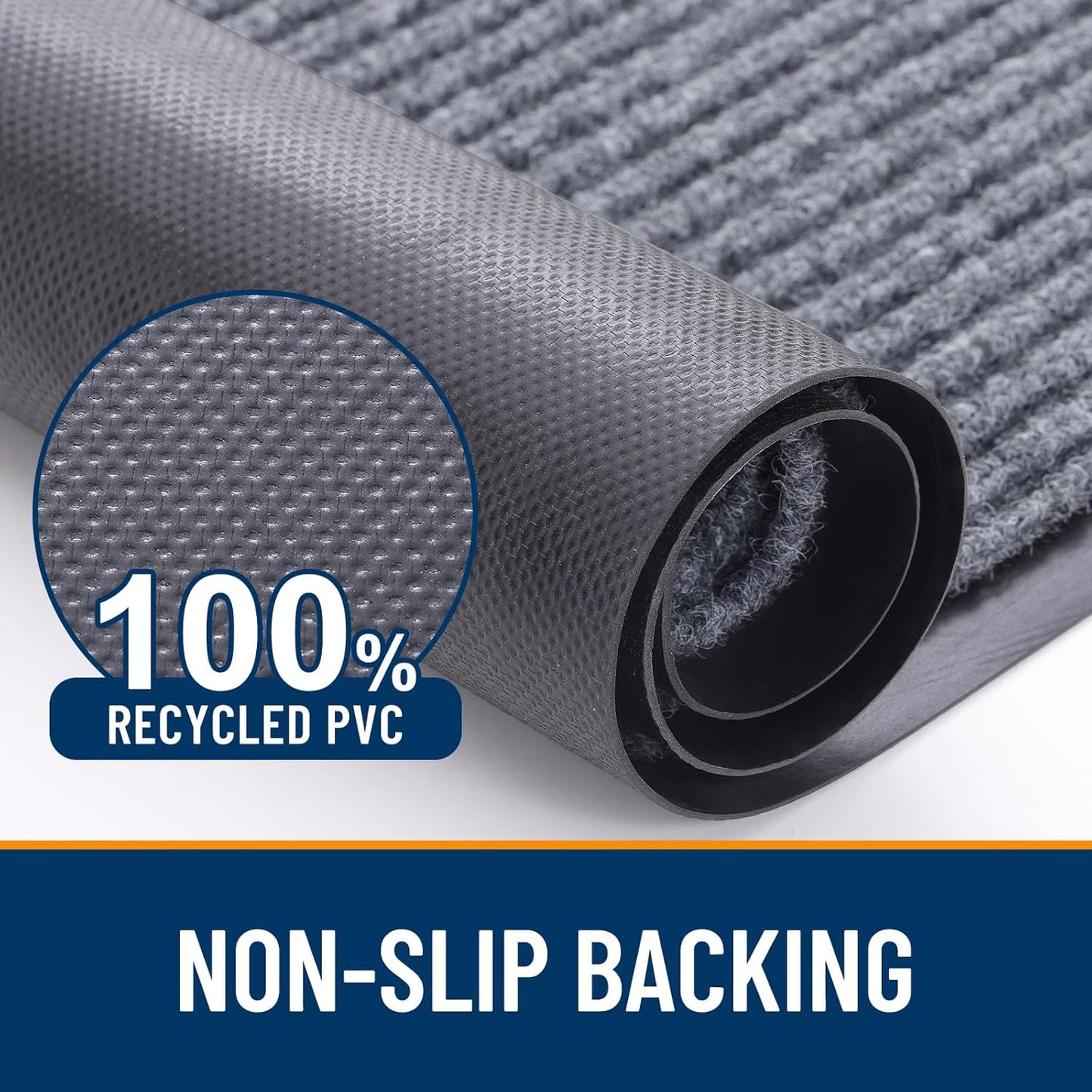 OLANLY Front Door Mat Indoor Outdoor Entrance, Waterproof Heavy Duty Doormat, Fade Resistant, Low Profile, Easy Clean Patio Porch Welcome Floor Mats for Entry, 71x23, Light Gray