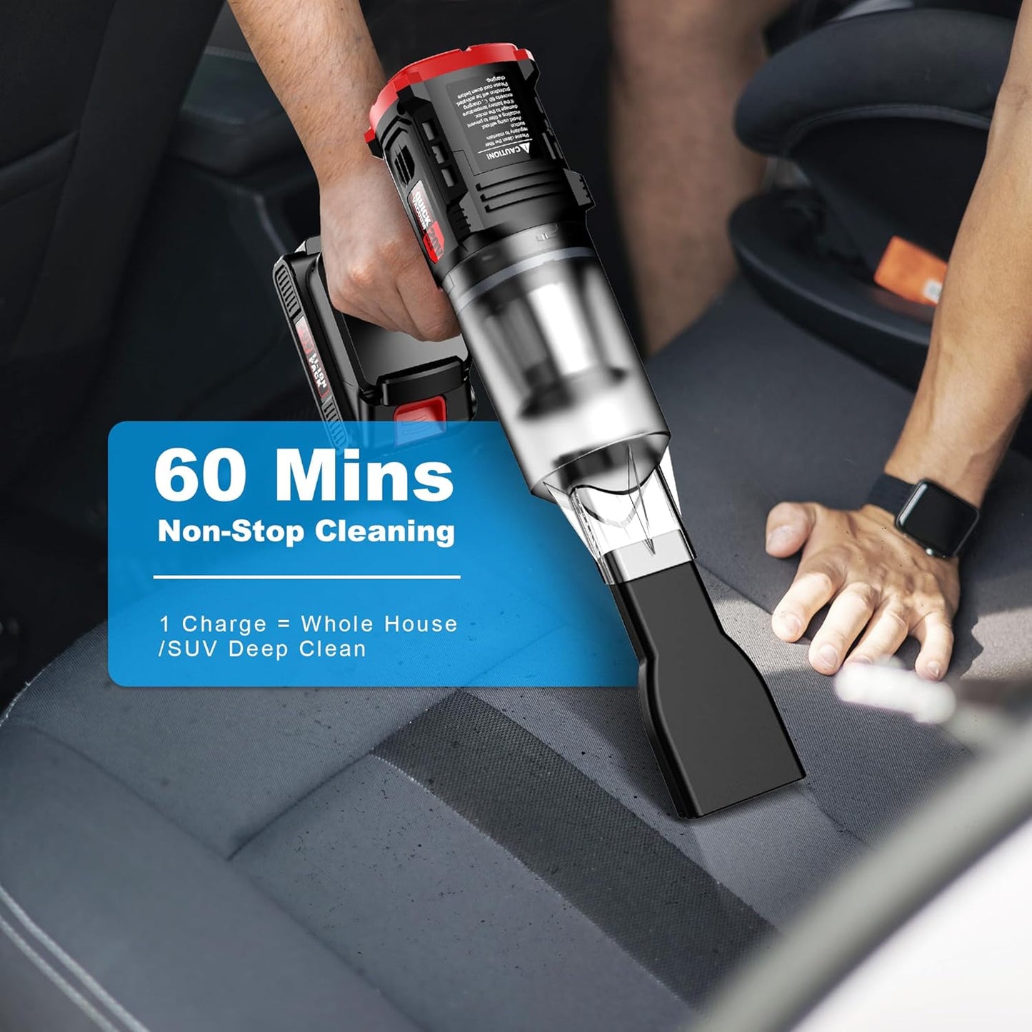 Cordless Handheld Vacuum Cleaner - 35000PA Strong Suction for Car & Home, Car Vacuum Portable Rechargeable Lightweight for Pet Hair with HEPA Filter, Quick Clean in Office/Desk/Couch (Red)