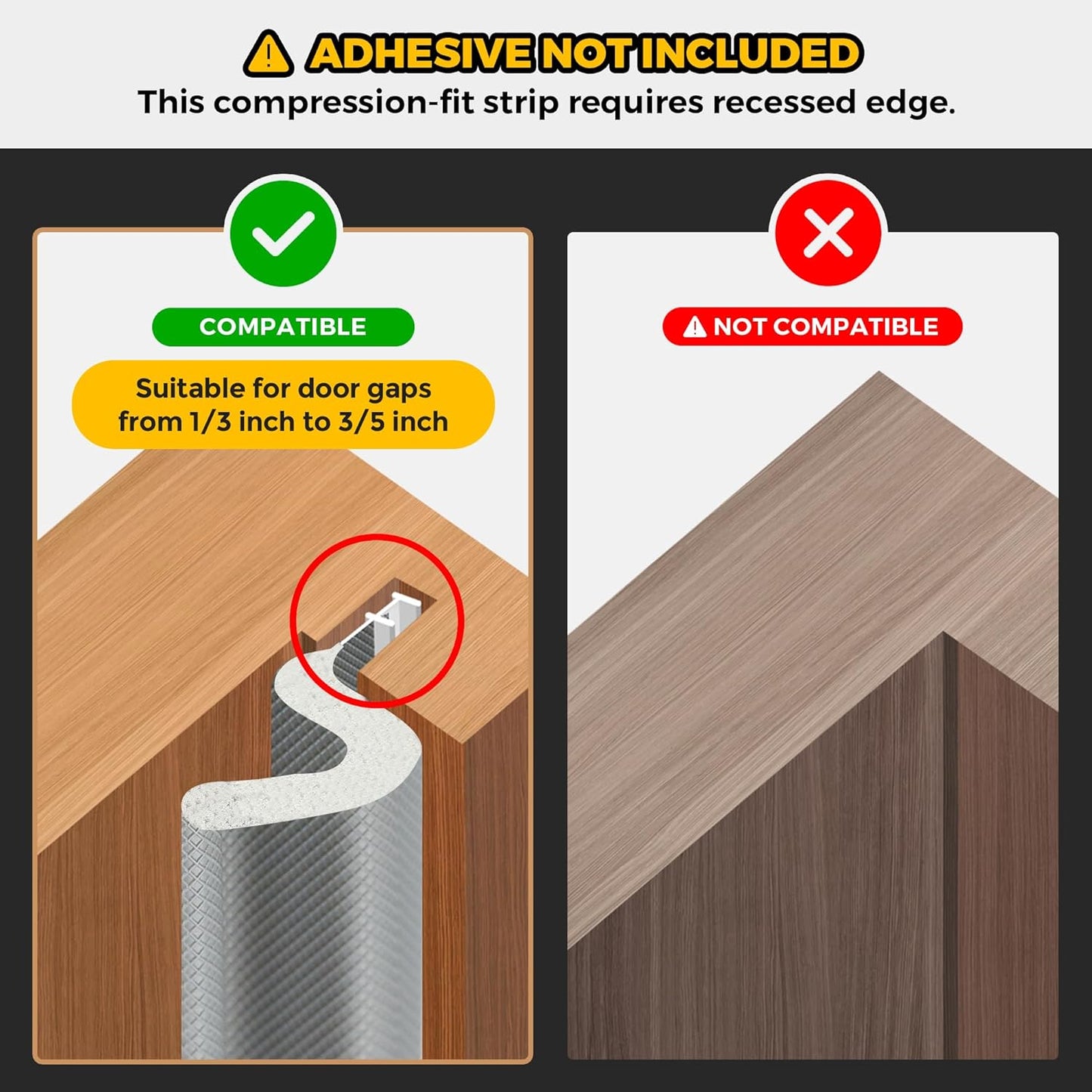 Weather Stripping Door Seal Strip Soundproof Q Foam Tape, Exterior Door Insulation Strip for Large Gap, Easy to Install(Grey, 50FT)