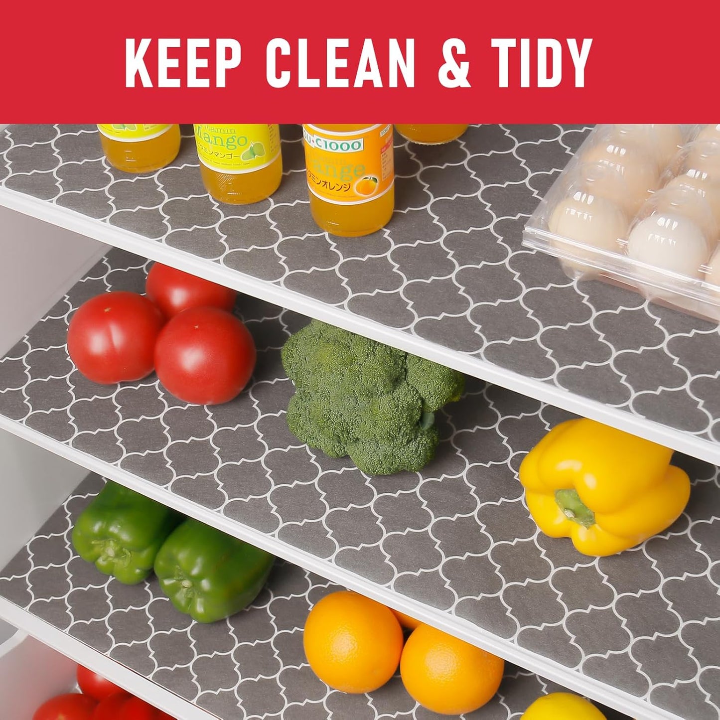 Cooyes 12 Pack Refrigerator Shelf Liners for French Door Fridge, 17.7" × 36" Extra Large, Non-Slip Fridge Mats Machine Washable, Refrigerator Drawer Liner for Glass Shelves Kitchen Cabinet