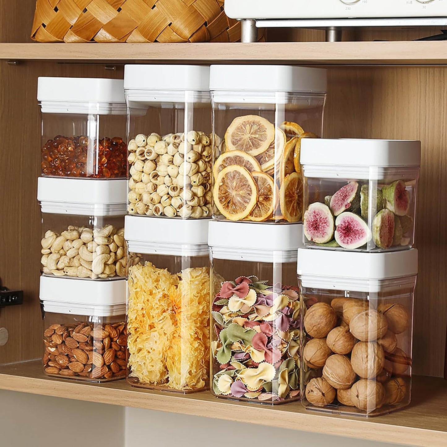 Manual Vacuum Jar With One-Button Vacuum Pump, Airtight Food Cereal Containers Storage With Lids (white-4pc)