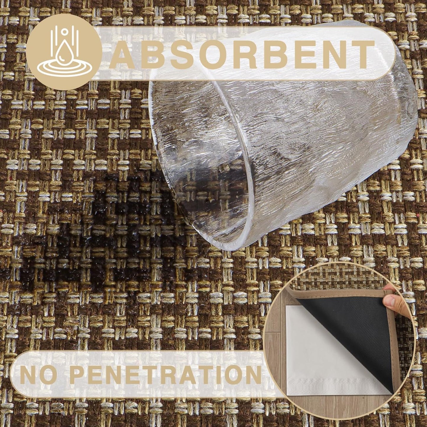 LEKEEPGO Door Mat Indoor Entrance 17"x29", Absorbent Indoor Door Mat, Non Slip Rubber Backing Inside Door Mats, Washable Floor Mat, Low-Profile Doormat for Front Door, Entryway, Entrance, Brown