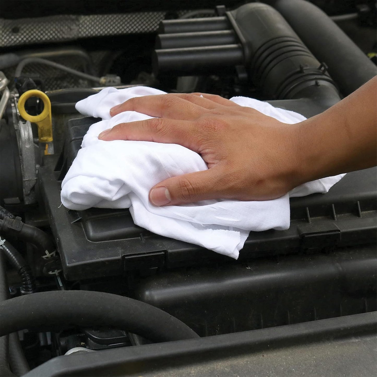 Premium White Knit (600 lbs. Pallet - 60x10 lbs. Box of Rags) Cotton T-Shirt Cloth Wiping Rags - Shop Cleaning Tshirt Cloths, Staining & Finishing Rag for Auto, Grease, Paint & Wood