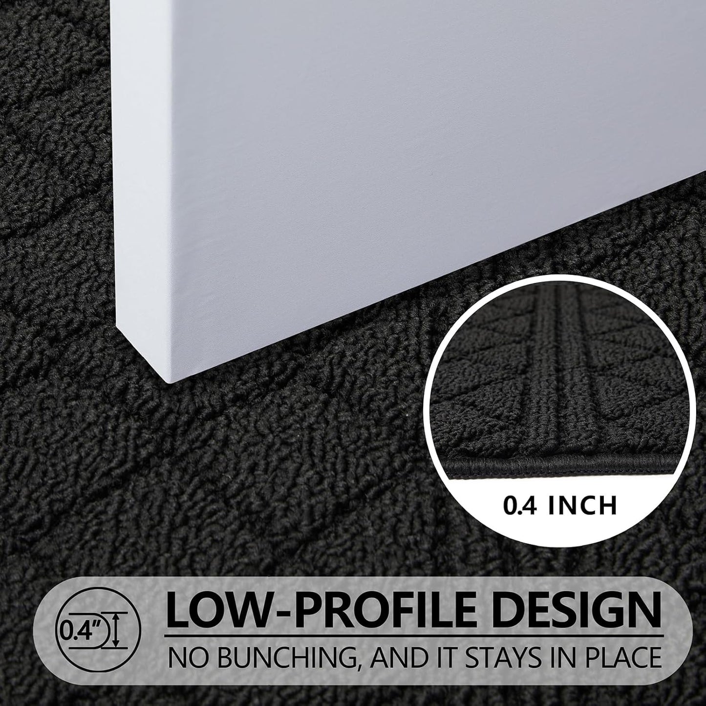 REFETONE Indoor Doormat, Front Back Door Mat 20"x32" Absorbent Rubber Backing Non Slip Door Mats, Low-Profile Resist Dirt Entrance Rugs, Machine Washable Door Rugs Inside Floor Mat for Entryway, Black