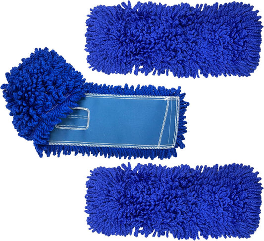 Kleen Handler 24 inch Microfiber Dust Mop | Medium Washable Commercial Mop Head Replacement, Pack of 3