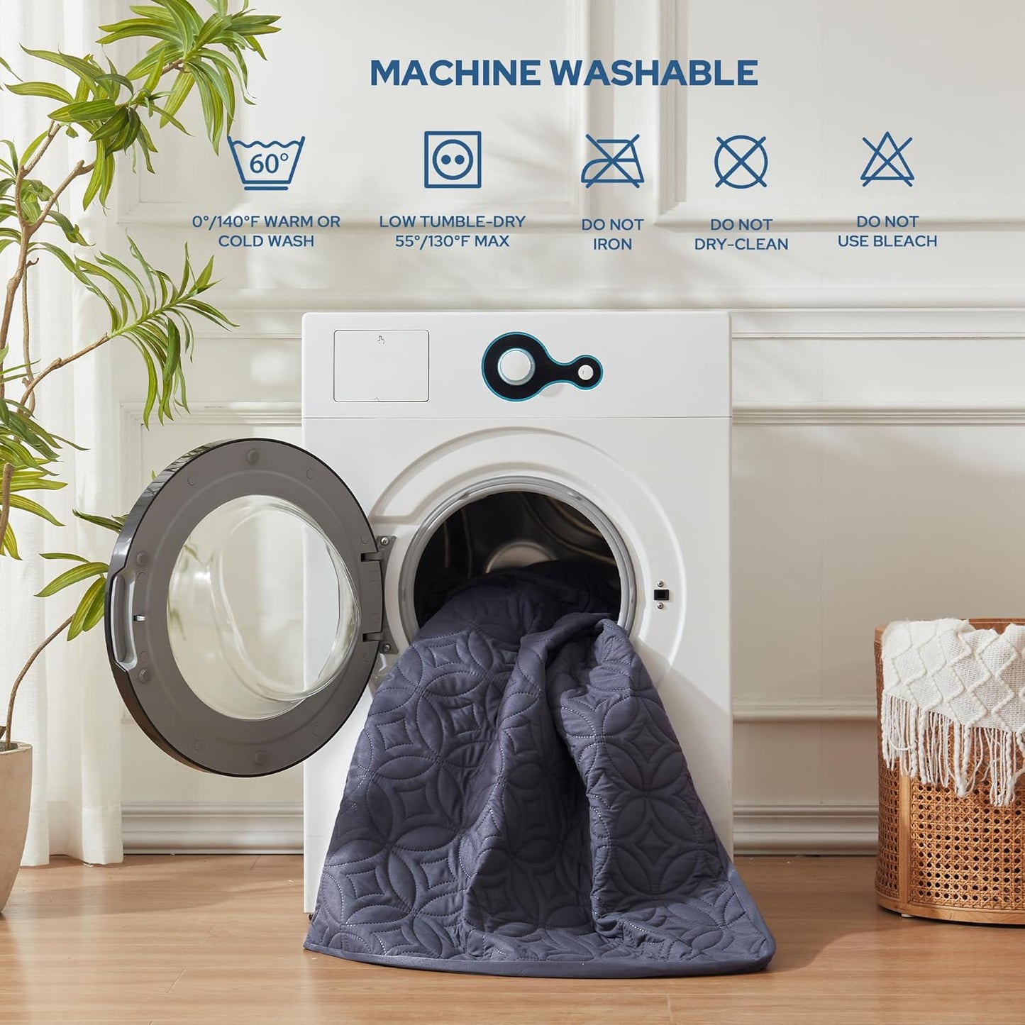 BEDLORE Waterproof Mattress Protector, Queen Size Mattress Pad with Deep Pocket 6"-18" Depth, Soft Dirt-Proof Double Bed Mattress Cover for Bedroom, College Dorm, Hotel (Navy Blue)