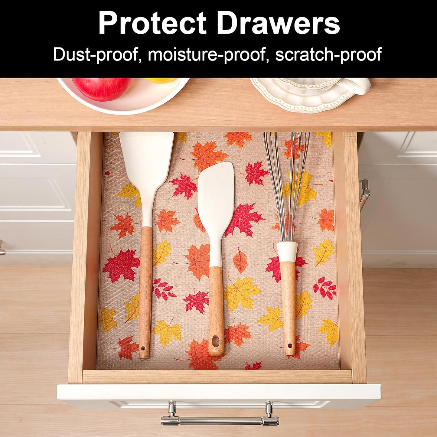 Cooyes Shelf Paper for Kitchen Cabinets Non Adhesive, Waterproof & Oil-Proof Kitchen Drawer Liner for Refrigerator Drawer Fridge Cupboard, (17.7 Inch W x 197 Inch L, Pumpkin Orange)