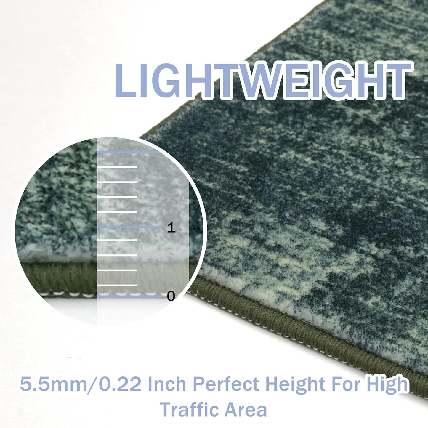 IOHOUZE Abstract Area Rugs 9x12 Ft Washable Large Rugs for Living Room, Non Slip Dining Room Rug, Printed Faux Wool Rugs for Bedroom, Floor Carpet for Office Nursery Playroom, Dark Green