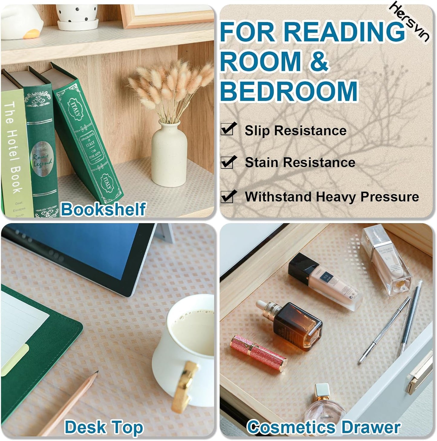 Shelf Liners 12 in x 20 ft EVA Drawer Mats, Non-Adhesive Cupboard Protector, Kitchen Cabinet Lining Fridge Liner (Clear Crossed Stripe, 30.5x610cm)