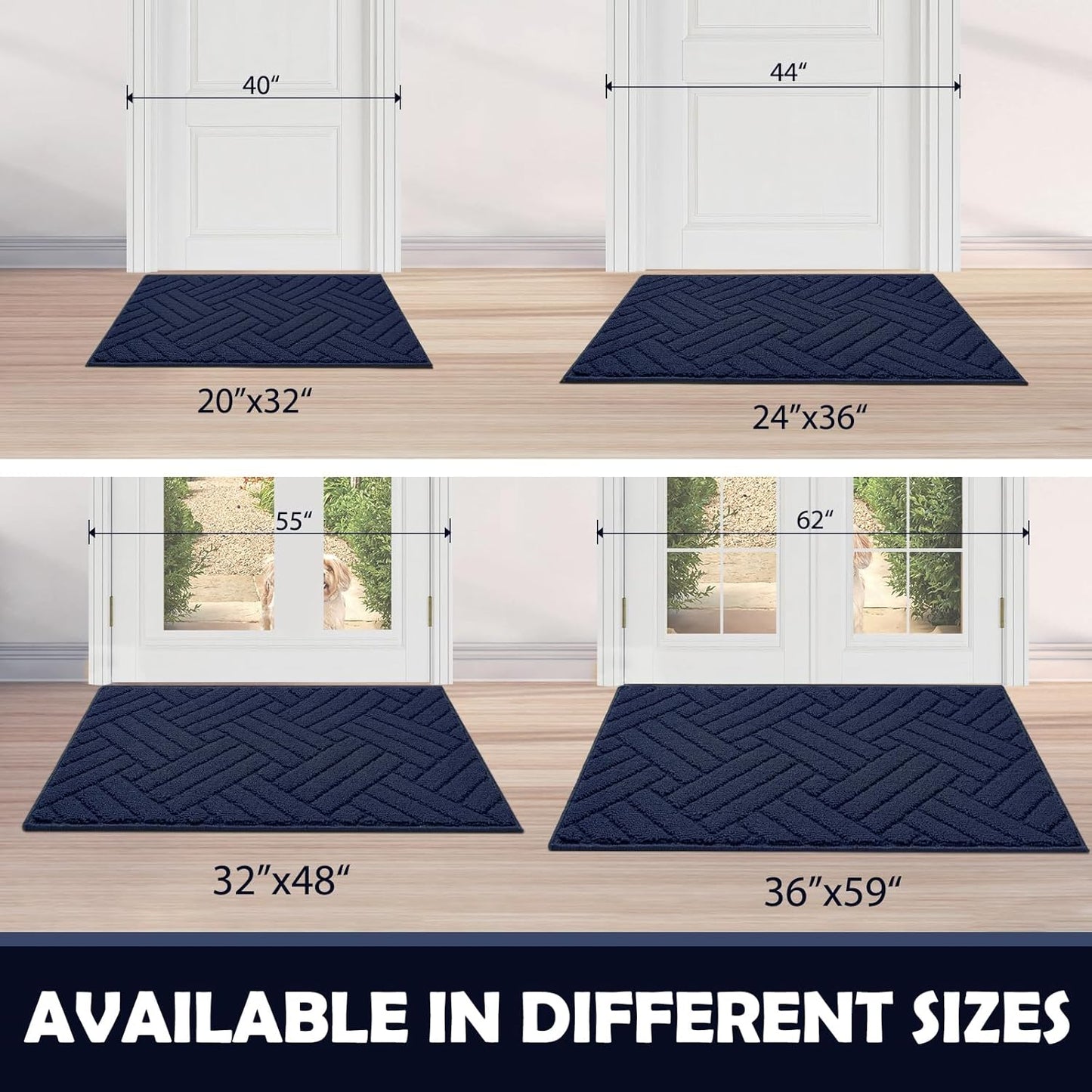 Door Mat Indoor Doormat, Entryway Rug Door Mats Non-Slip Rubber Backing, Low-Profile Entrance Rugs, Absorbent Resist Dirt Doormats Washable Floor Door mat,Blue 20"x31.5"