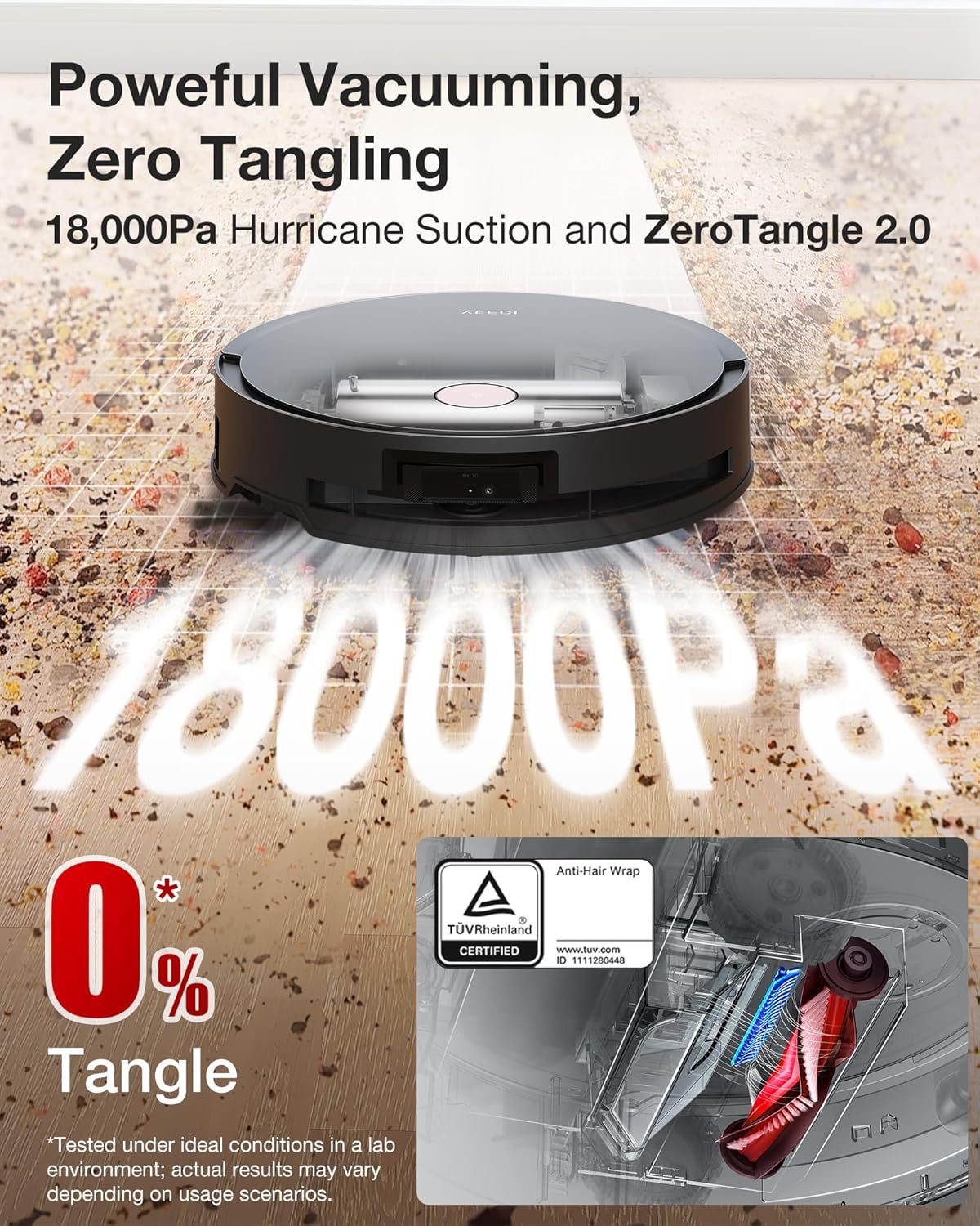Yeedi S14 Plus Robot Vacuum and Mop, 18,000Pa Suction, OZMO Roller Mopping, ZeroTangle 2.0, TruEdge 3D Sensor, All-in-One Station with Auto Hot Water Washing & Self-Drying, Black