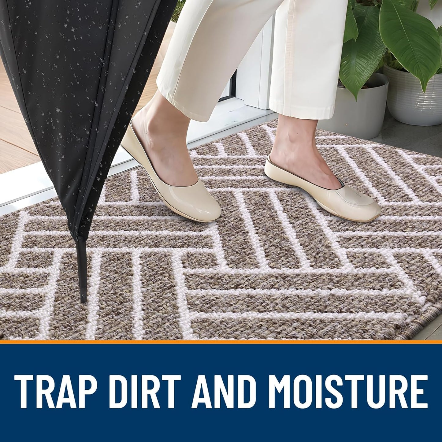 OLANLY Large Indoor Door Mat, 71x47 Inch, Dirt Resistant and Absorbent, Non-Slip Rubber Backing Floor Mats, Easy Clean Low-Profile Doormat for Entryway, Front Door, and Inside Entrance, Khaki