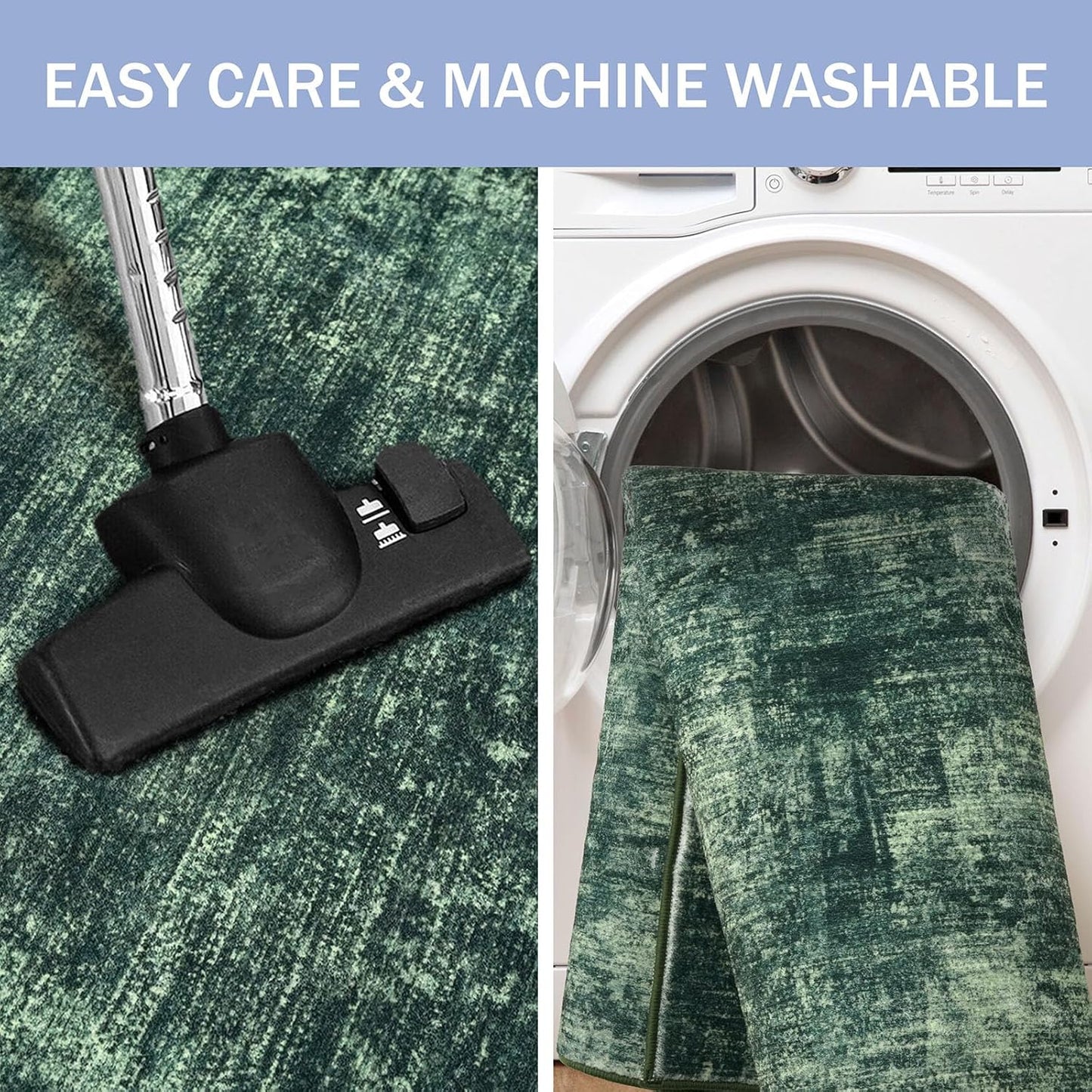 IOHOUZE Abstract Area Rug 3x5 Ft Washable Rugs for Entryway Indoor, Non Slip Kitchen Rug Printed Faux Wool Throw Rugs, Indoor Door Mat for Door Entrance Foyer Living Room, Dark Green