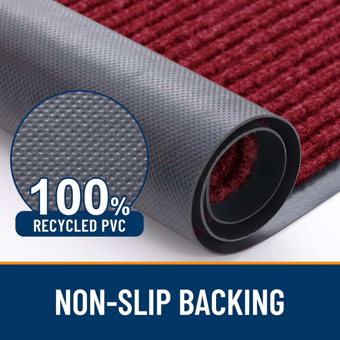 OLANLY Front Door Mat Indoor Outdoor Entrance, Waterproof Heavy Duty Doormat, Fade Resistant, Low Profile, Easy Clean Patio Porch Welcome Floor Mats for Entry, 59x20, Wine Red