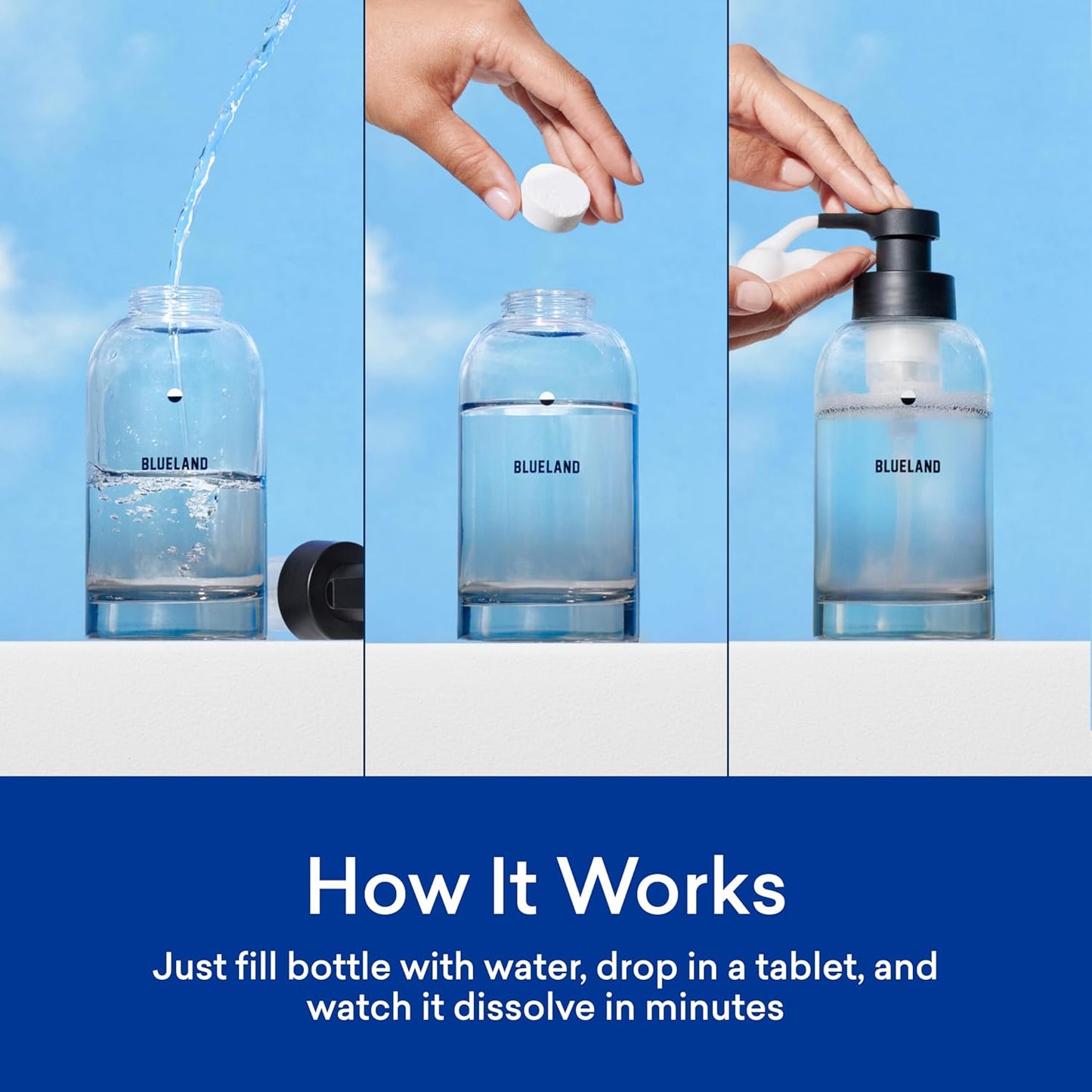 BLUELAND Foaming Hand Soap Refill Tablets, 4-Pack, Variety Pack Scents, Eco Friendly Cleaning Products, 4 x 9 Fl oz