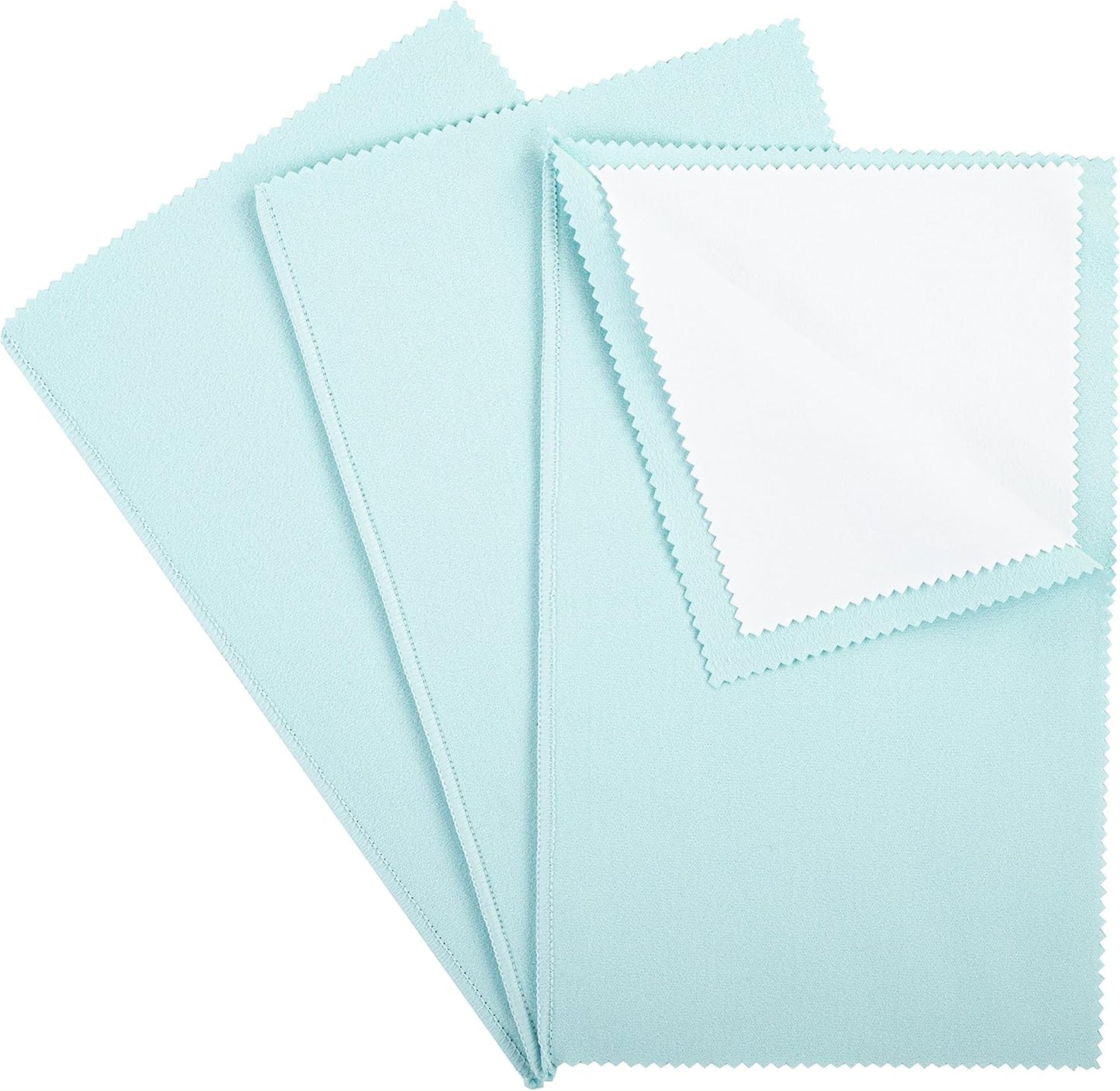 CATIFLIN 3PCS Sea Blue Silver Polishing Cloths, 10"x12" Jewelry Cleaning Cloths for Gold, Silver, Platinum, Watch, Coin, Tarnish Remover, Reusable & Streak for Jewelry Lovers