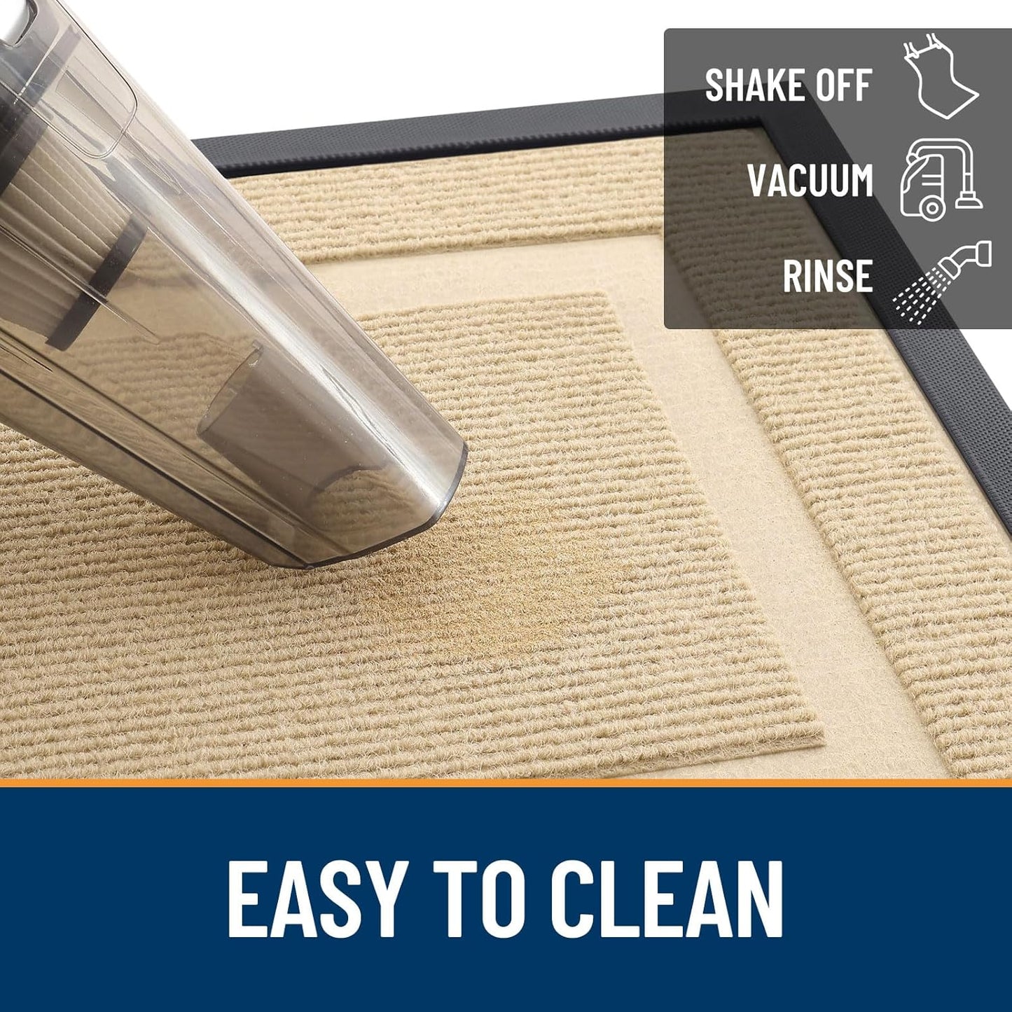 OLANLY Front Door Mat Indoor Outdoor Entrance, Waterproof All-Season, All-Weather Doormat, Sturdy Natural Rubber, Fade Resistant, Low Profile, Easy Clean Patio Porch Entryway Mat, 71x23, Beige