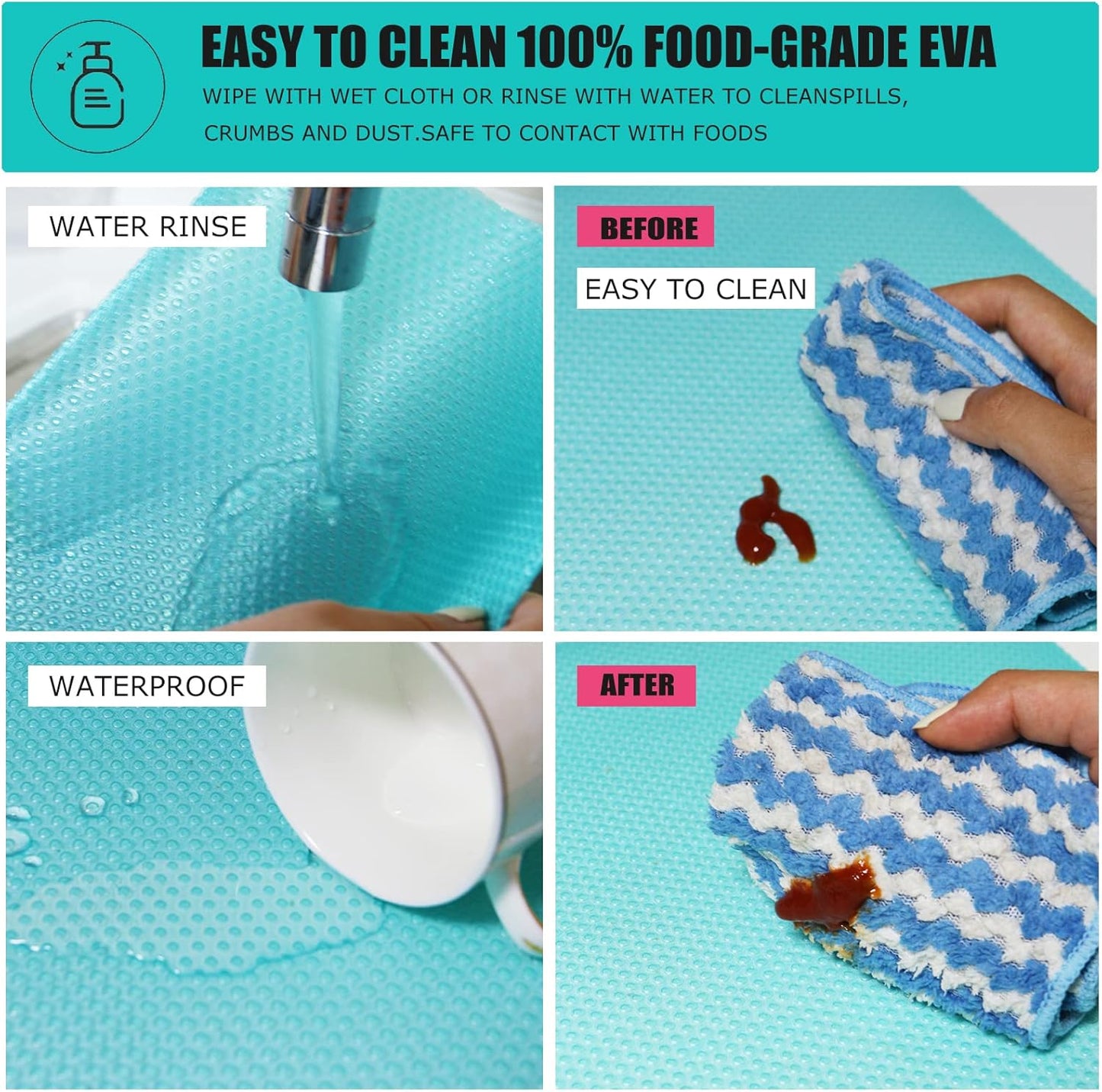 8Pcs Refrigerator Liners, Washable Fridge Liner Mats Covers Pads for Glass Shelf Cupboard Cabinet Drawer Home Kitchen Accessories Organization (Blue)