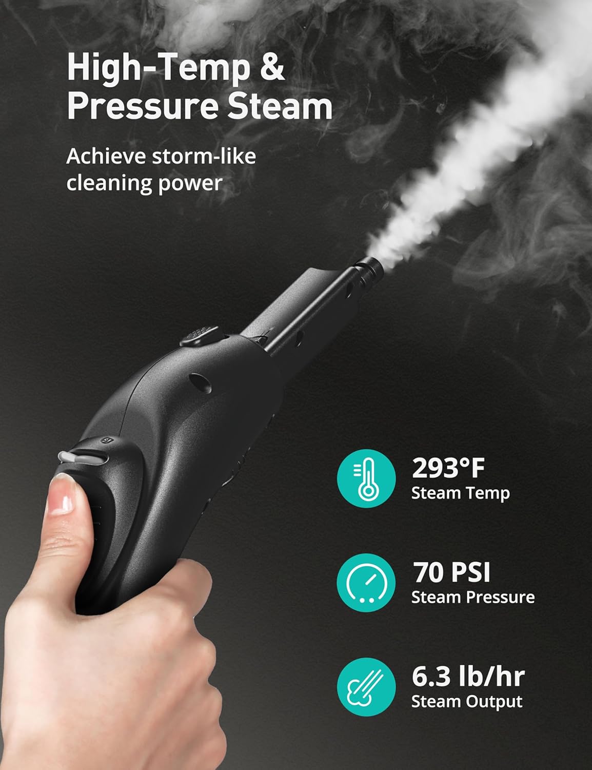 Steam Cleaner, 293°F 58 PSI Powerful Multipurpose Handheld Steam Mop for Home Use, 21 Attachments, 50Oz Capacity, Heavy Duty Steamer for Carpets, Floors, Cars, Tiles, Crack Cleaning, Brass