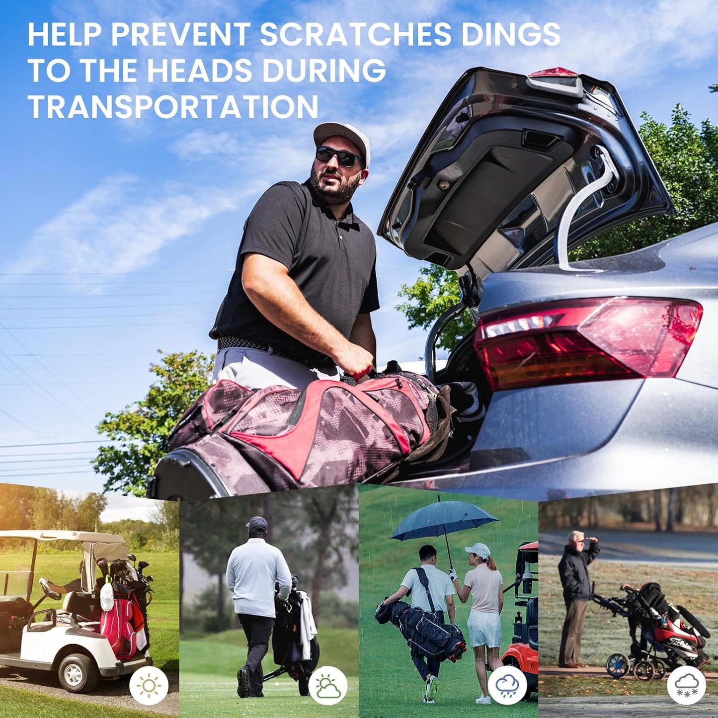 FINGER TEN Premium Synthetic Leather Stylish Iron & Wedge Golf Head Covers Value 12 Piece Set, Embroidered Labels & Fits Most Clubs Gift Set, Travel Protection Accessories