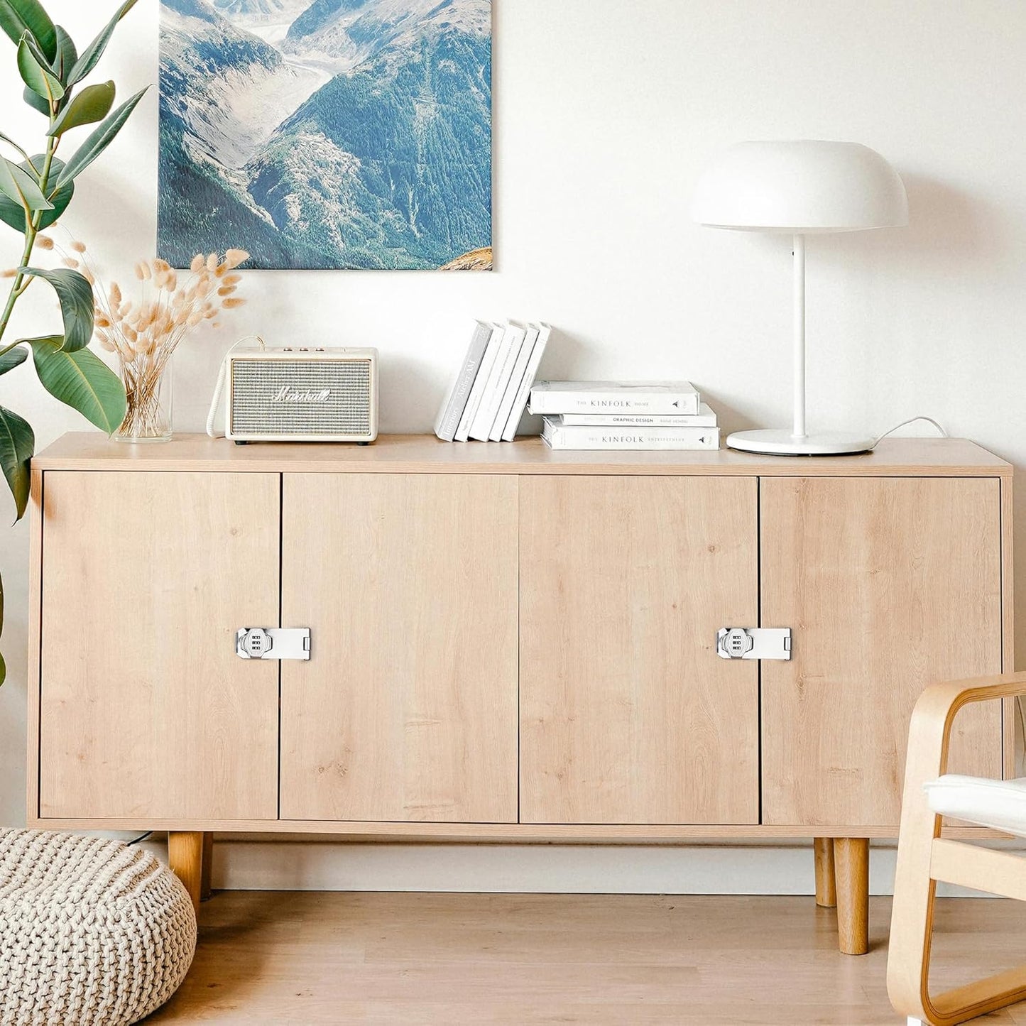 Cozy Tower 4 inch 180 Degrees Hasp Combination Lock for Cabinet, Combo Latch Lock for Cupboard, Drawer, Closet Door, Garage Fence Shed Door (Chrome, 1 Pack)