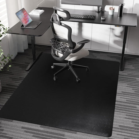 Chair Mat for Carpet, 46" x 60" Desk Chair Mat for Carpeted Floors, Non-Slip Office Vinyl Mat for Carpet with Studded, Easy Glide Heavy Duty Floor Protector Mat for Home Office, Black