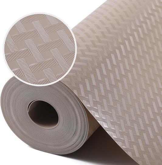 Beige Shelf Liners for Kitchen Cabinets Refrigerator Liners Waterproof & Oil-Proof Kitchen Cupboard Liner Drawer Mats EVA Material Non Adhesive Fridge Liner for Shelves 11.8 x 236.2 Inches