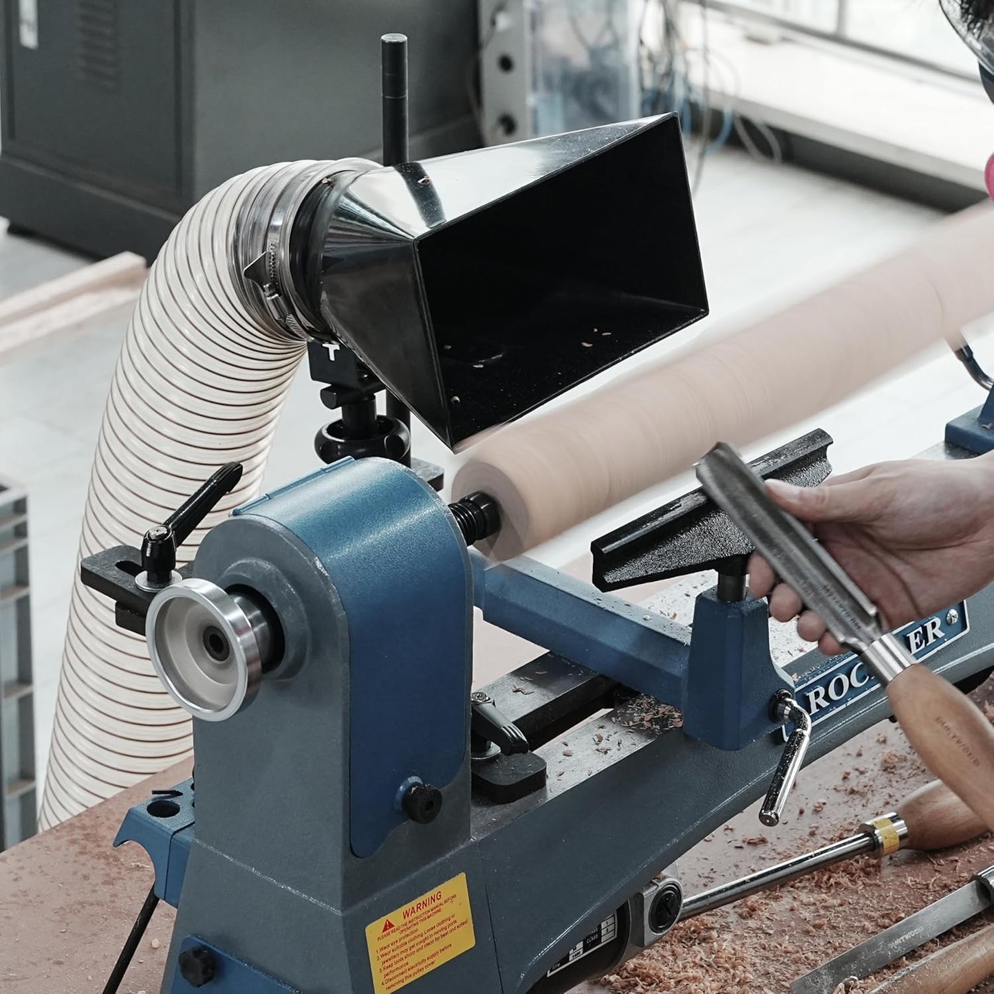 Woodturning Dust Hood Installed on Woodlathe for Effective Dust Extraction Collection, Wood lathe accessory.