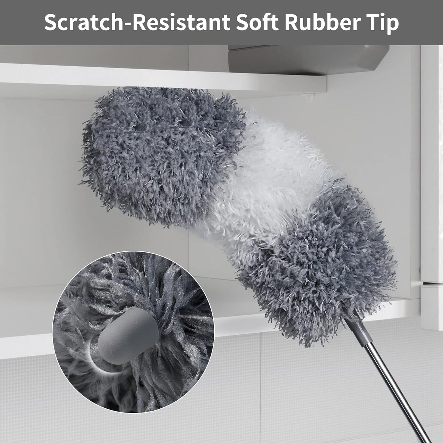 BOOMJOY Microfiber Feather Duster 7PCS, Bendable Dusters with 100 inches Extension Pole for Cleaning High Ceiling, Fan, Blinds, Cobweb, Furniture, Cars