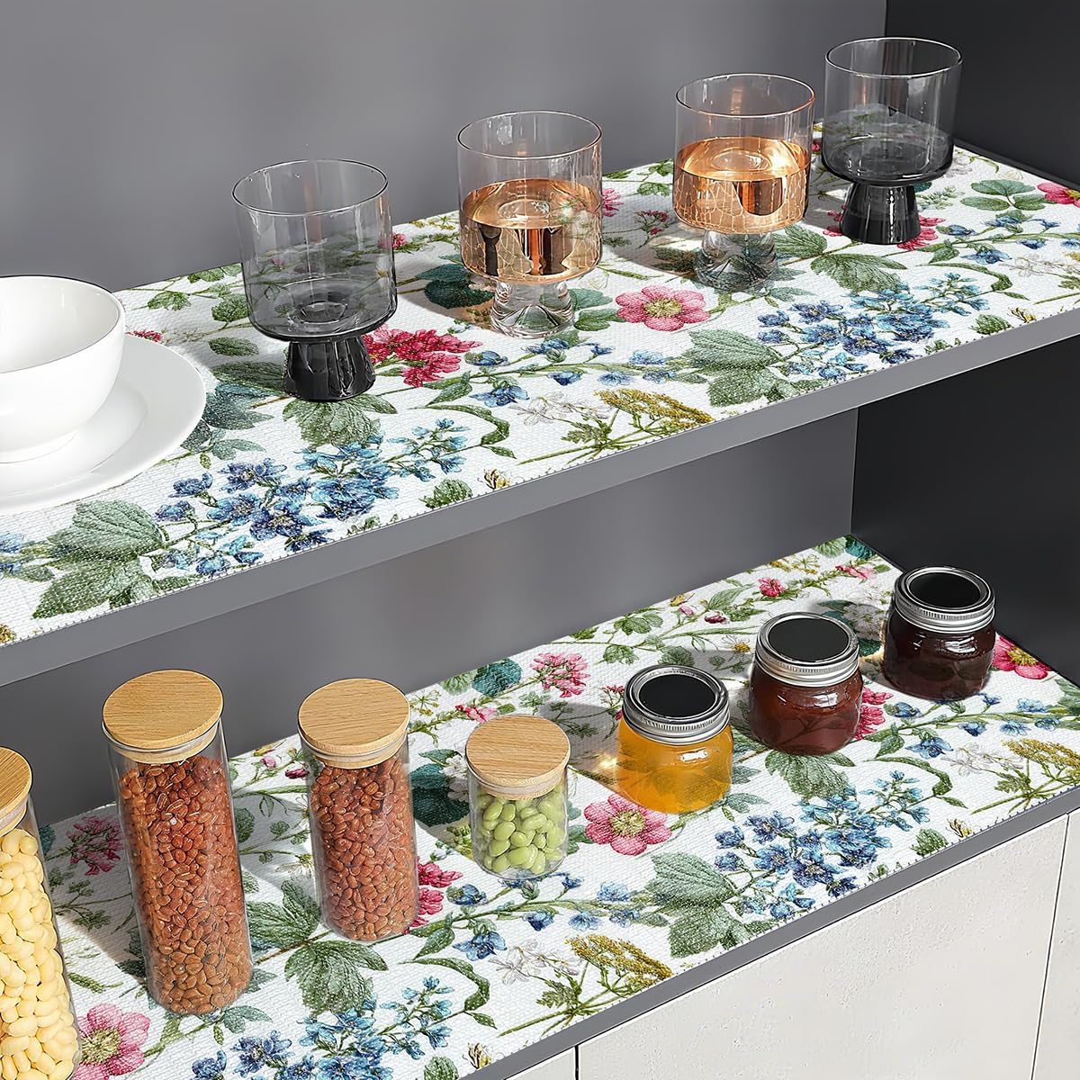 Shelf Liner for Kitchen Cabinets Non Adhesive Drawer Liner,Cabinet Liner for Shelves,Non Slip Kitchen Drawer Liners for Dresser,Waterproof Shelf Paper for Refrigerator,Cupboard,12In x 16.4FT