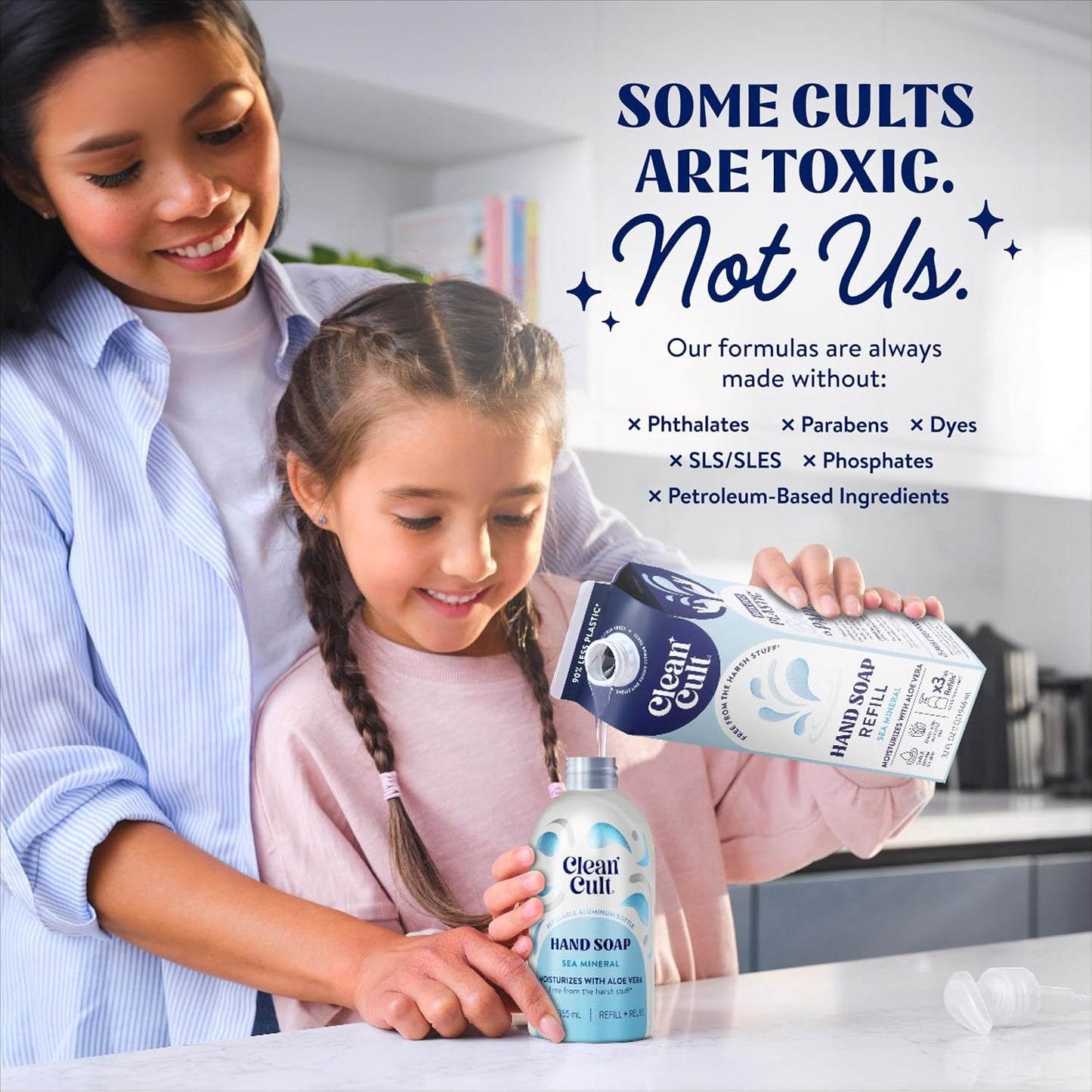 Cleancult Liquid Hand Soap Refill - Sea Minerals - Gentle On Sensitive Skin - Made with Aloe Vera & Essential Oils - Eco Friendly - Paper-Based Packaging - 32 oz/1 Pack