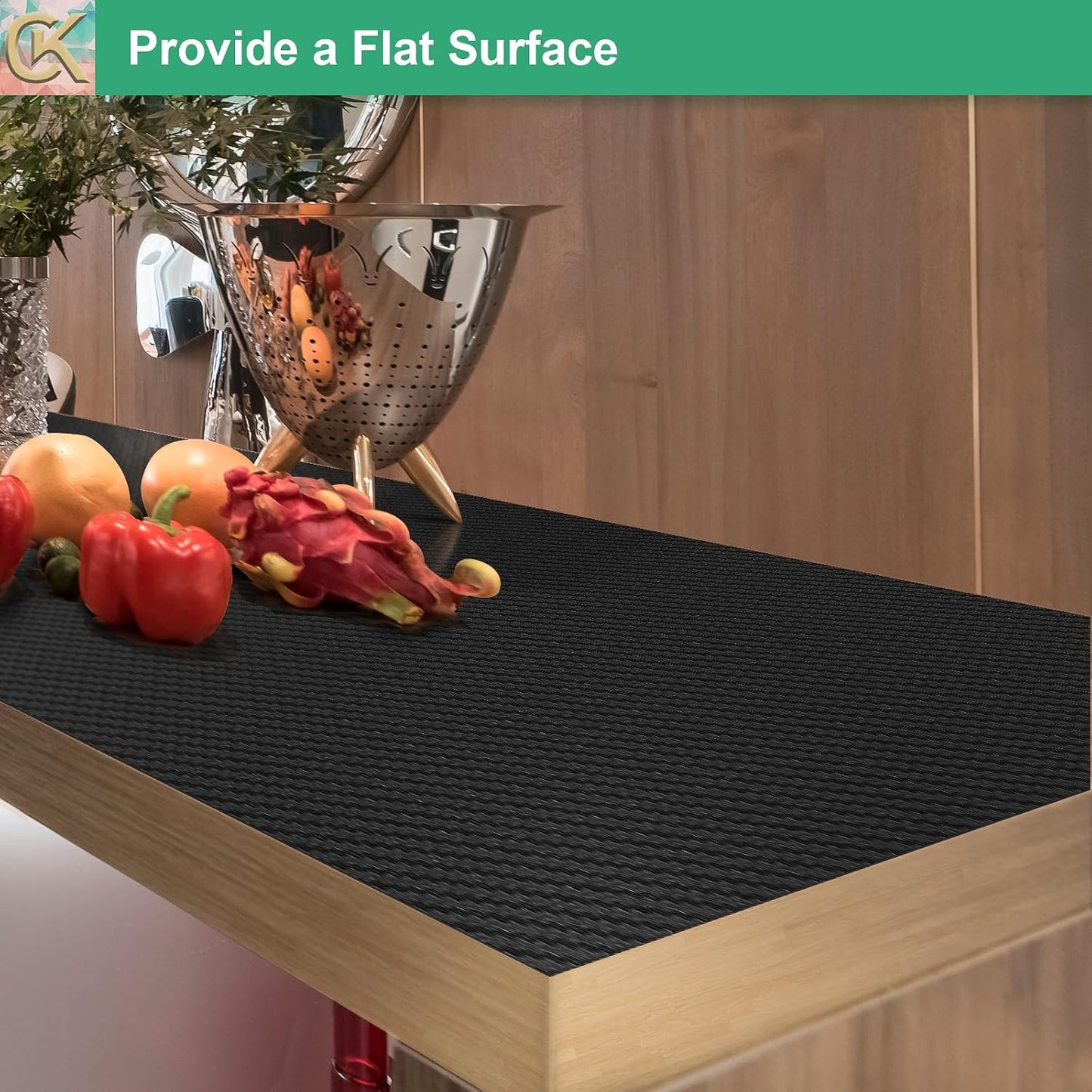 Self-Adhesive Shelf Liner Kitchen Liner, Waterproof Backed Paper Easy Peel and Stick Contact Liner Without Residue for Decor Your Desk Surface, Kitchen Countertops (Black, 17.5 x 236.2 inches)