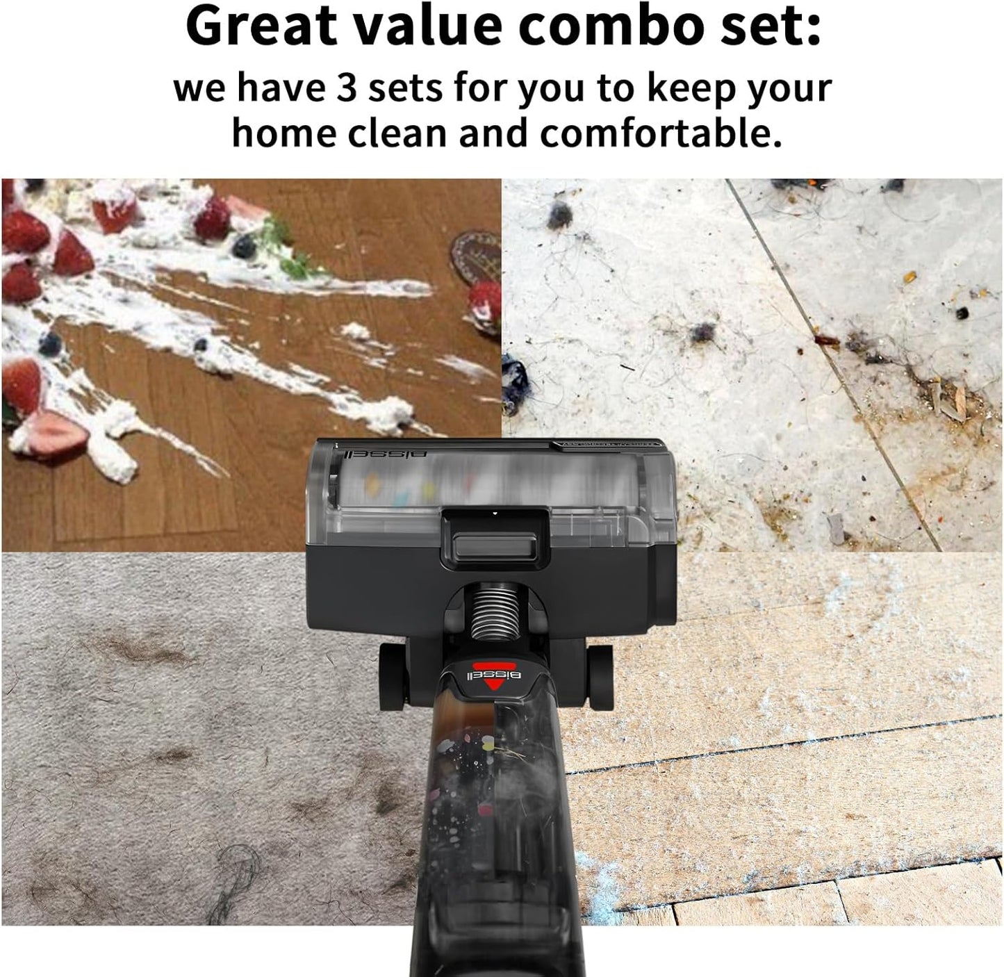 3930F 3933 3930 Roller Brushes & HEPA Filters Replacement Kit for BISSELL CrossWave OmniForce Edge Cordless Cleaner - Includes 3 HEPA Filters, 3 Brush Rolls, 1 clean Brush, Part No. 1640897, 1640066