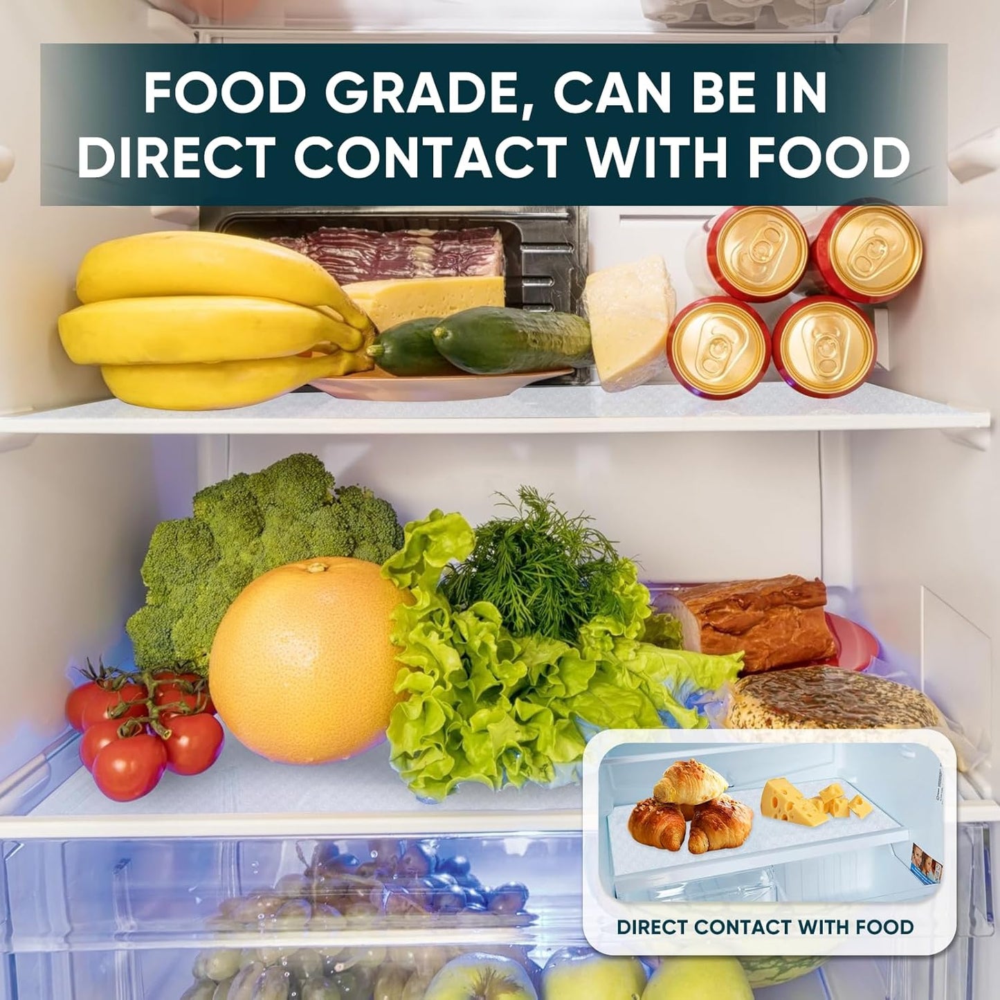 Shelf Liners for Kitchen Cabinets Non-Adhesive & Washable,Non Slip Cabinet Liners for Shelves Waterproof & Oil Proof,Clear Plastic Drawer Liner,Easy to Cut & Food-Grade EVA 20'' x 20' x 2 Rolls CT-202